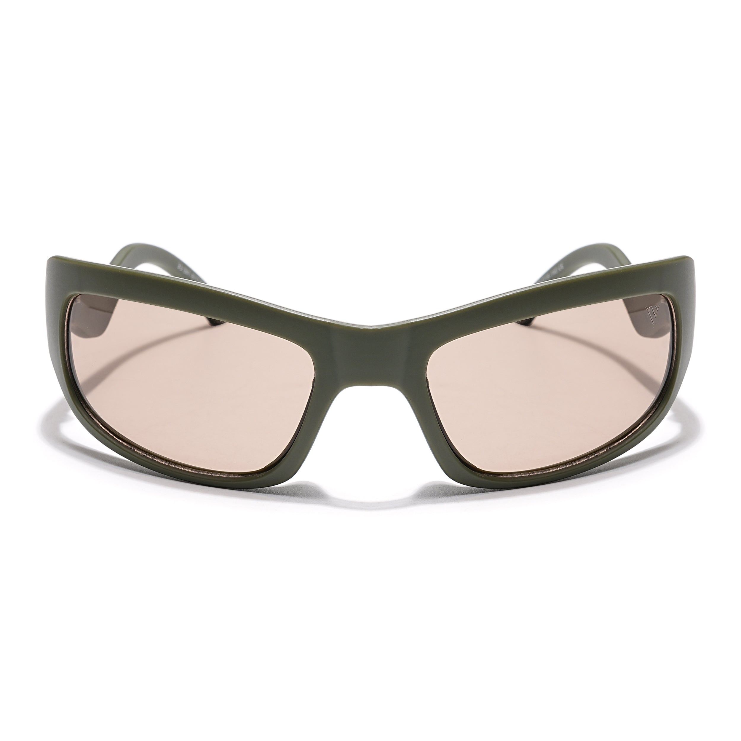 Wrap Around Sunglasses (Light Brown Lens | Olive Frame - MG5556)