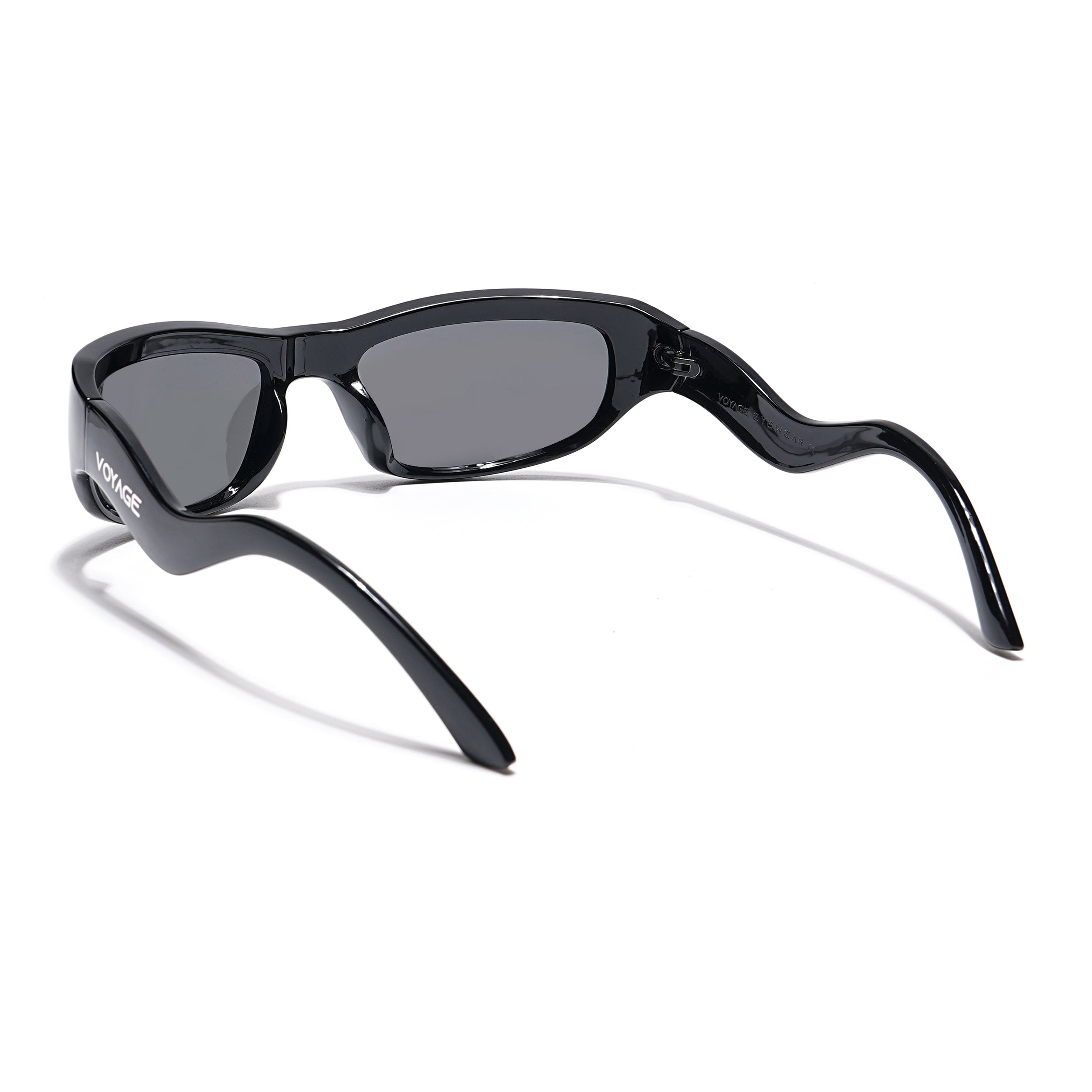 Wrap Around Polarized Sunglasses (Black Lens | Shine Black Frame - PMG5589)