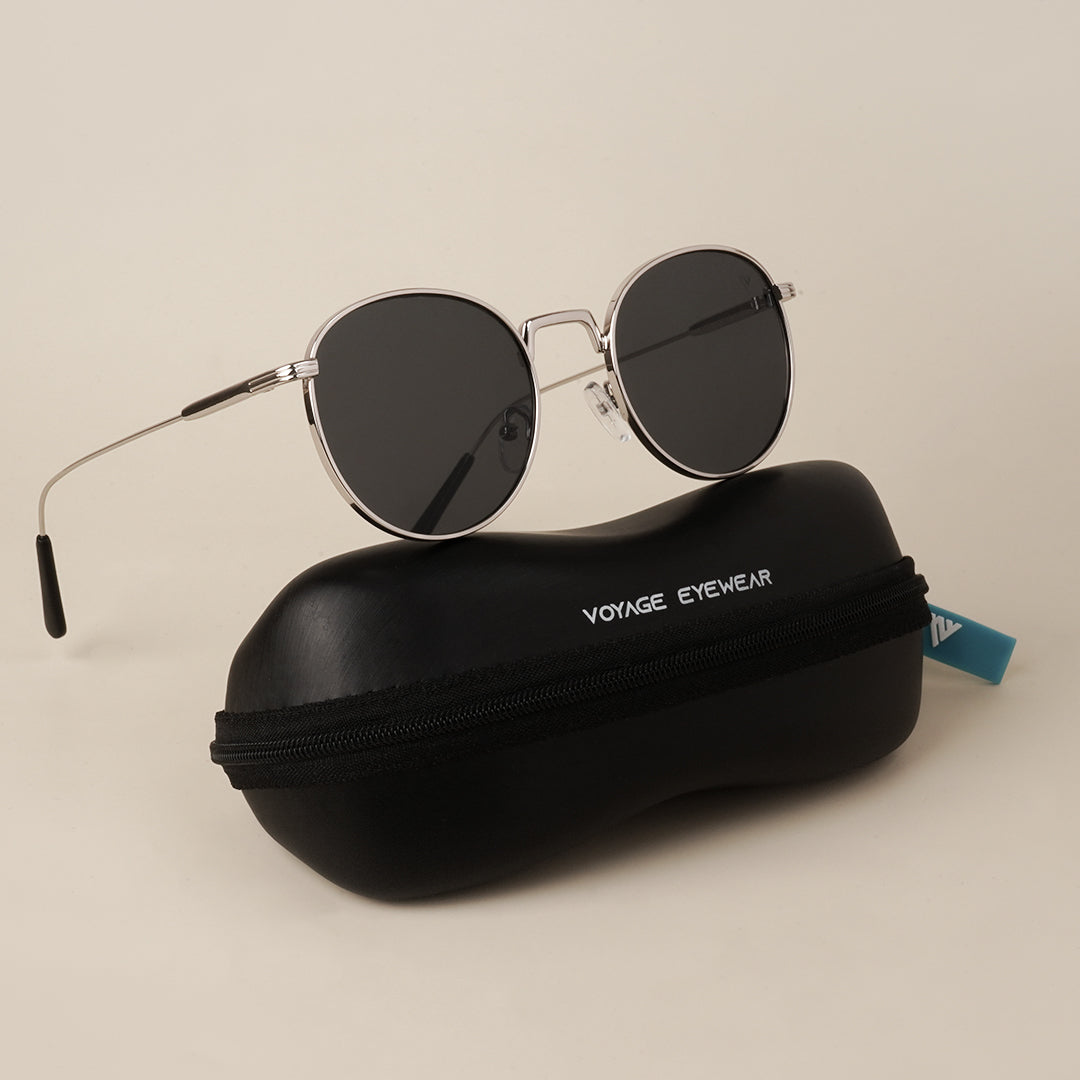 Voyage Round Black Silver Sunglasses - MG3051