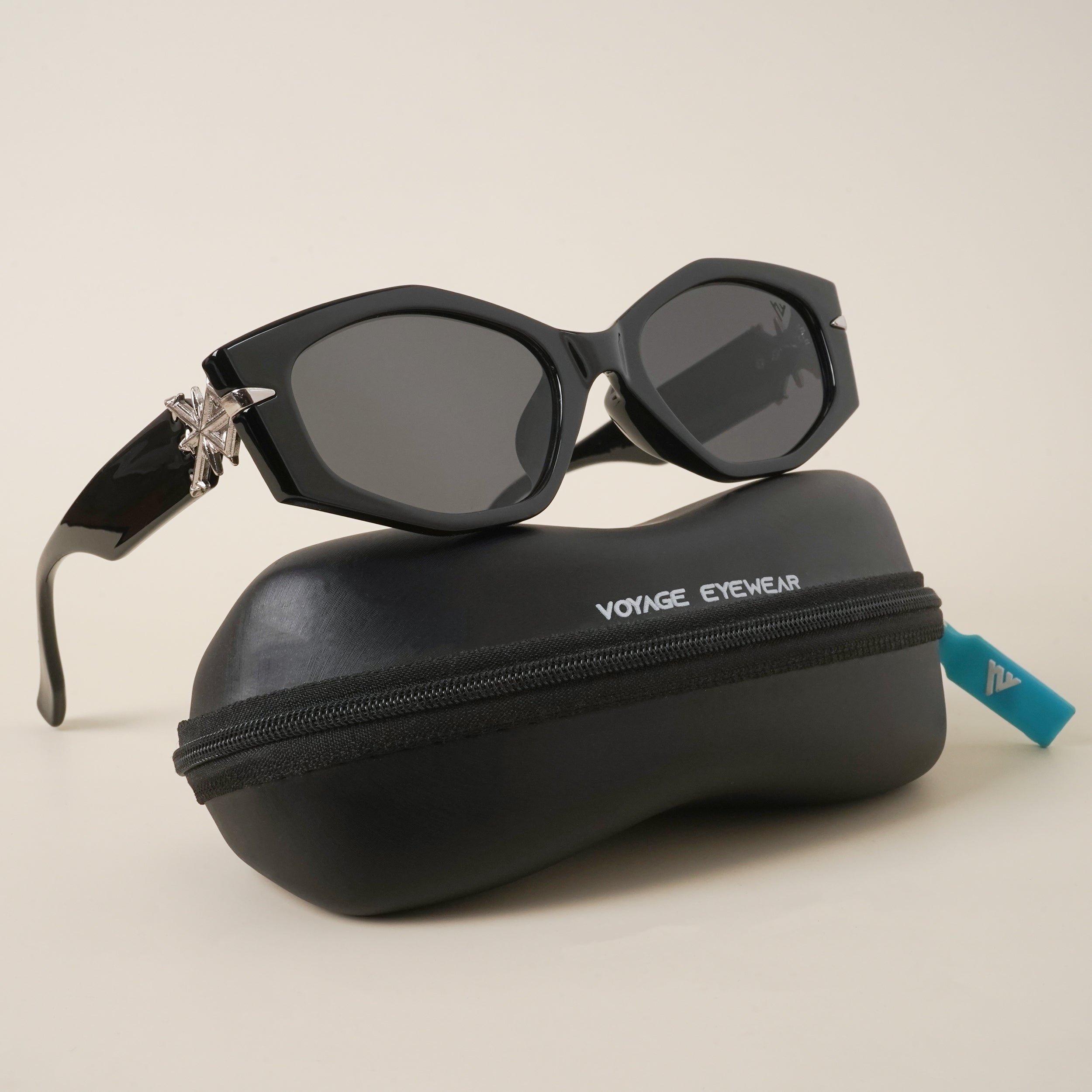 Voyage Black Oval Sunglasses for Women (2058MG3987)