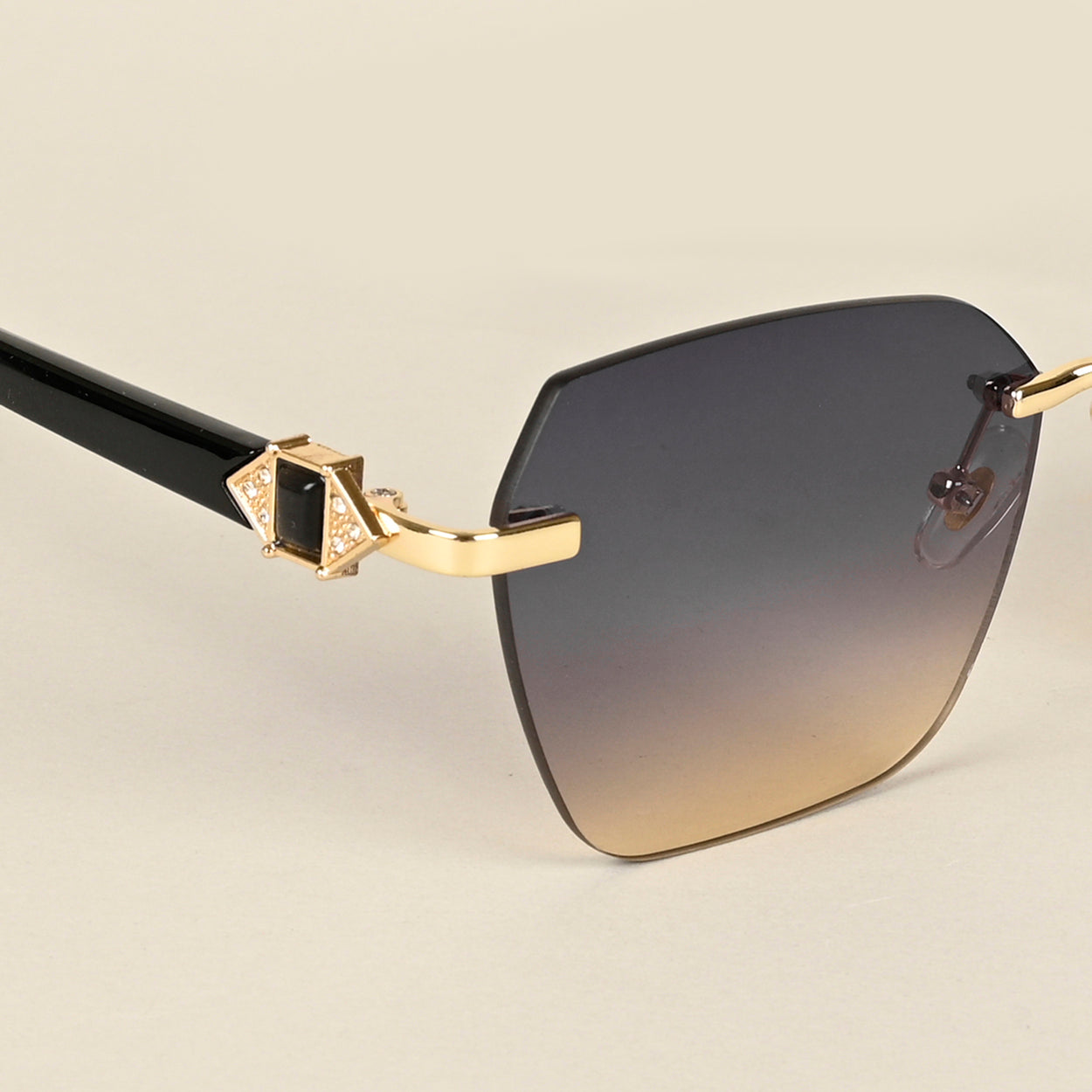 Voyage Grey & Green Rimless Sunglasses for Women (21043MG4322)