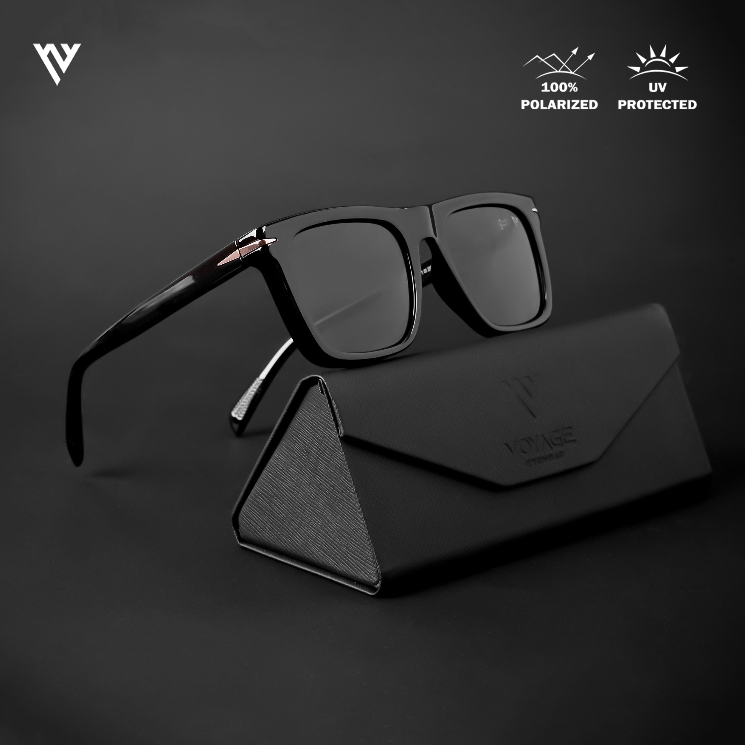Voyage Exclusive Black Polarized Wayfarer Sunglasses for Men & Women - PMG4186