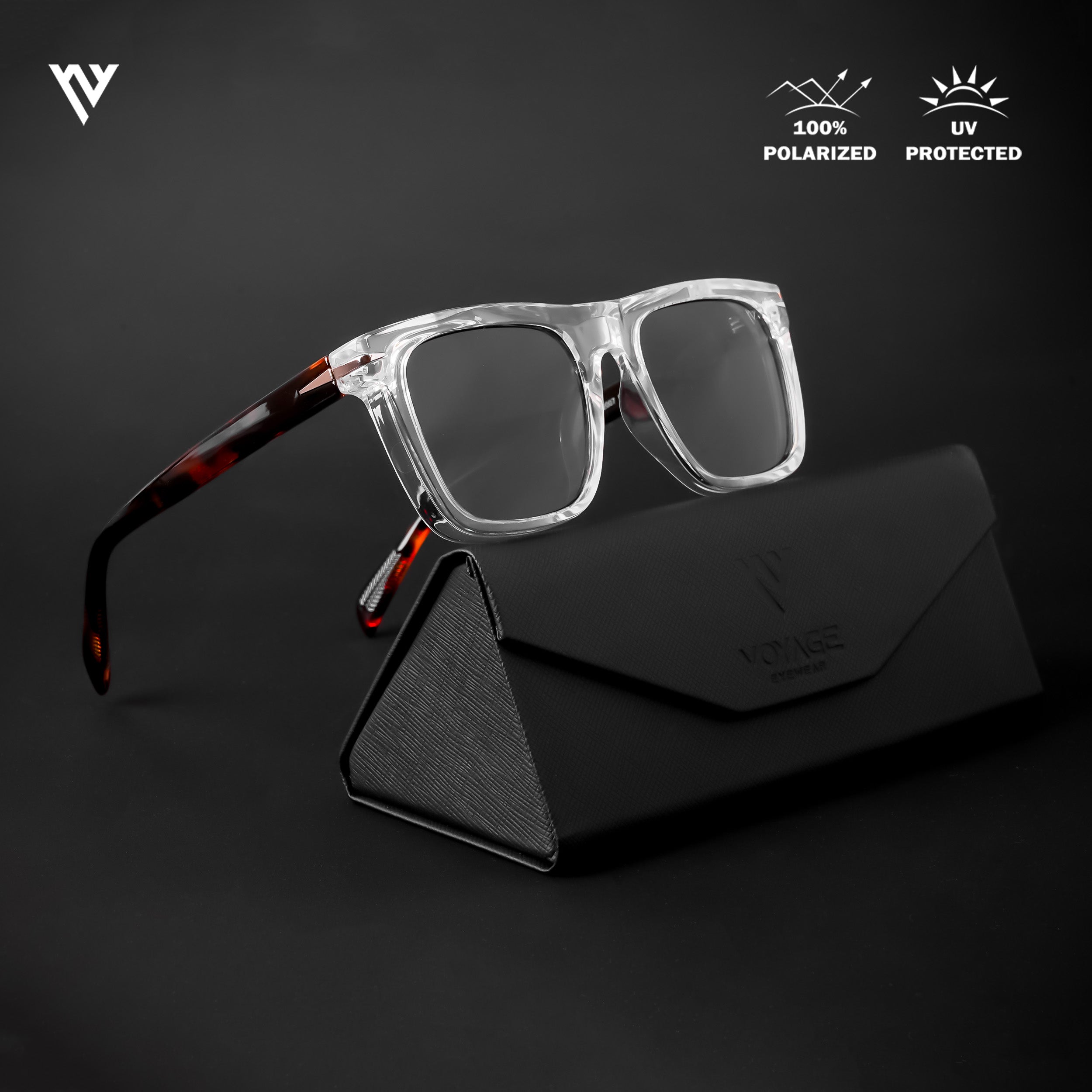 Voyage Exclusive Transparent Polarized Wayfarer Sunglasses for Men & Women - PMG4187