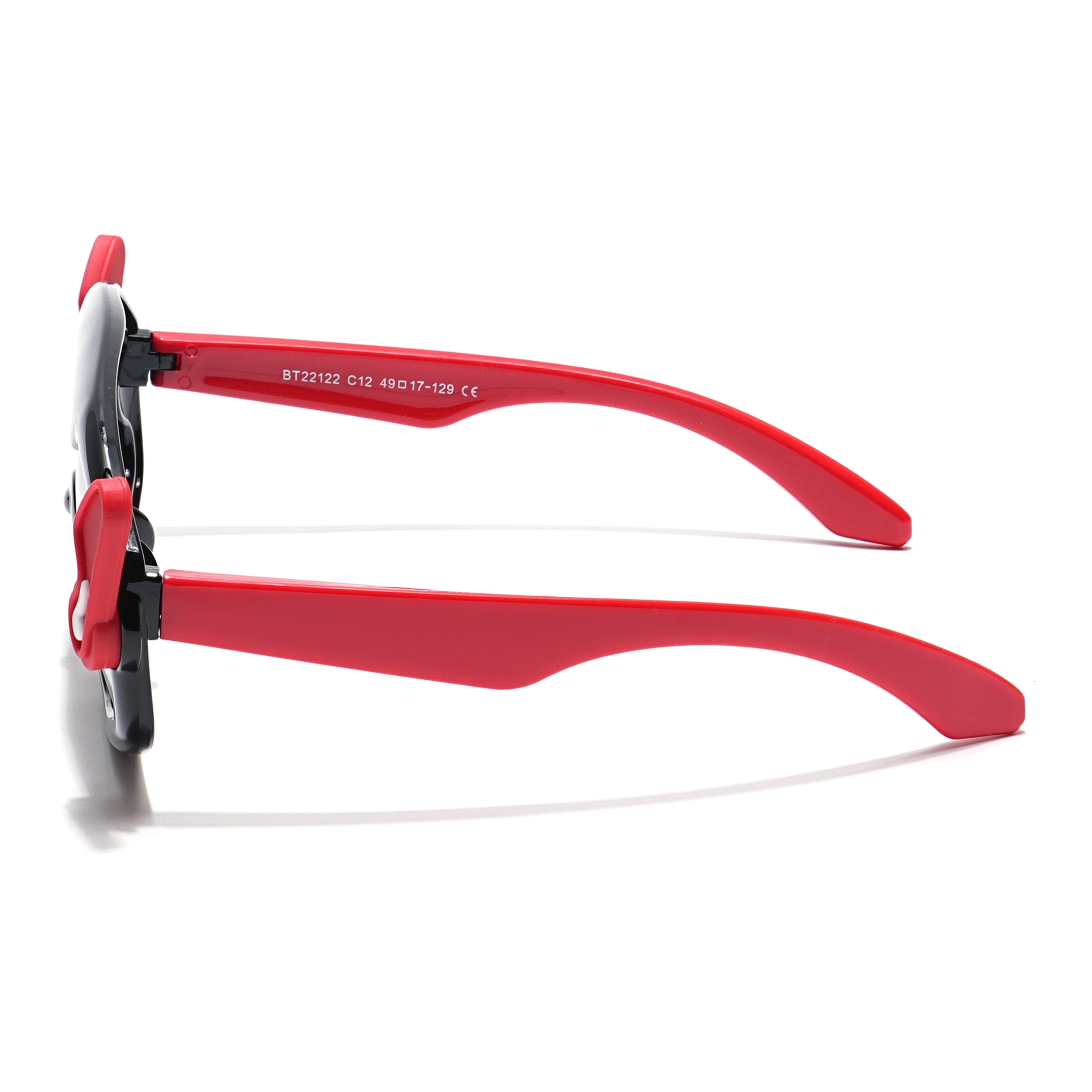 Wrap Around Sunglasses for Kids -6 yrs To 12 yrs (Black Lens | Black & Red Frame - PMG6084)