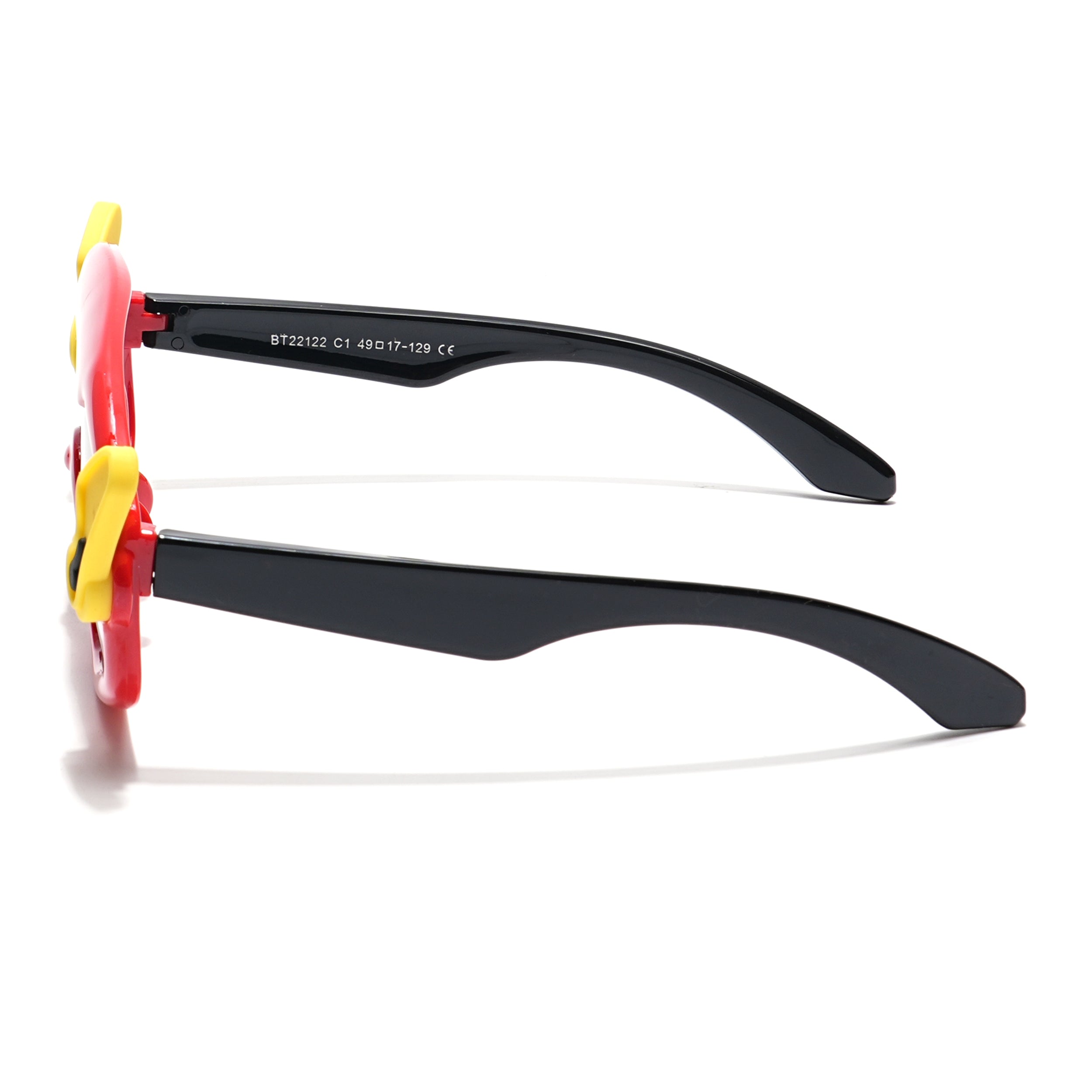 Wrap Around Sunglasses for Kids -6 yrs To 12 yrs (Black Lens | Red & Yellow Frame - PMG6085)