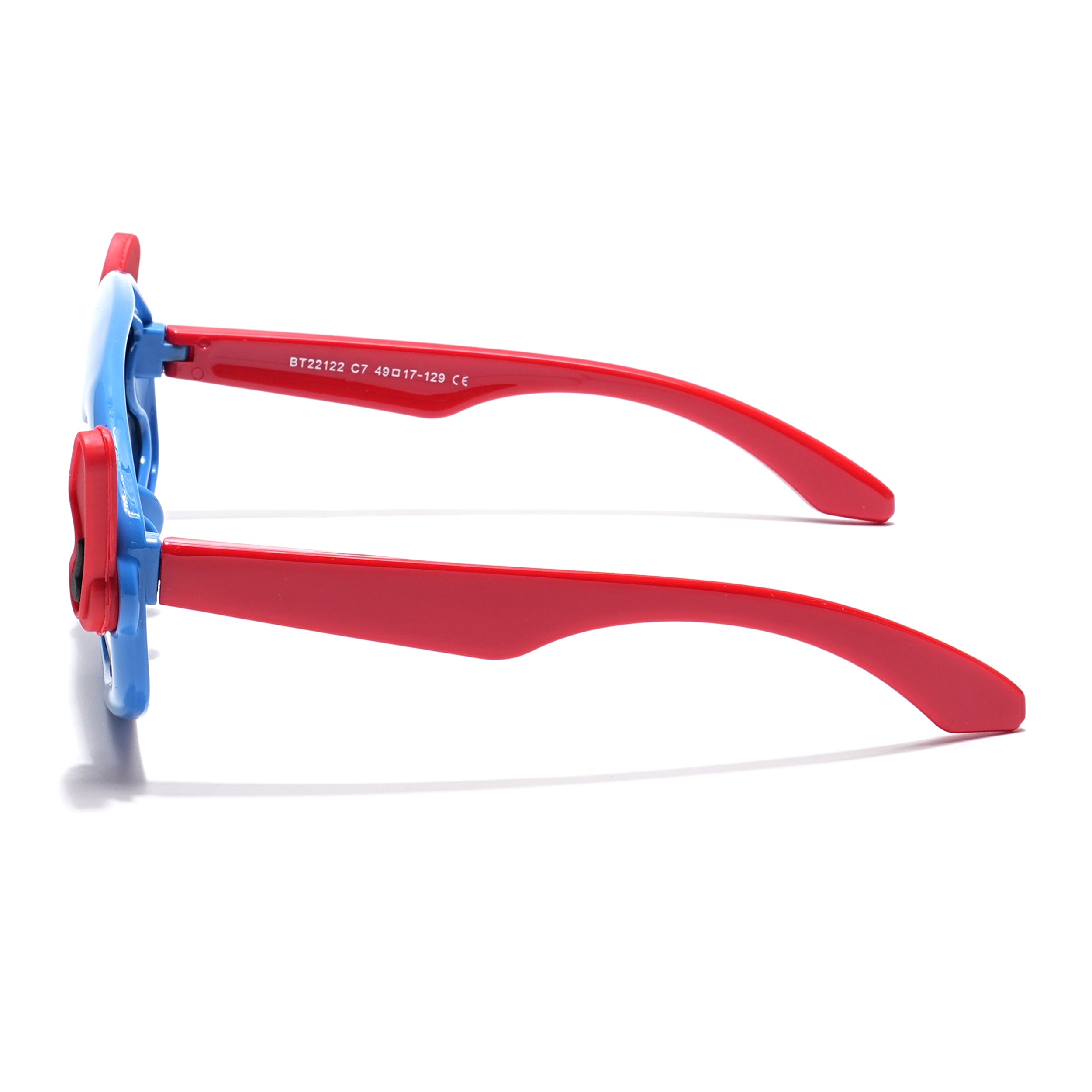 Wrap Around Sunglasses for Kids -6 yrs To 12 yrs (Black Lens | Blue & Red Frame - PMG6086)