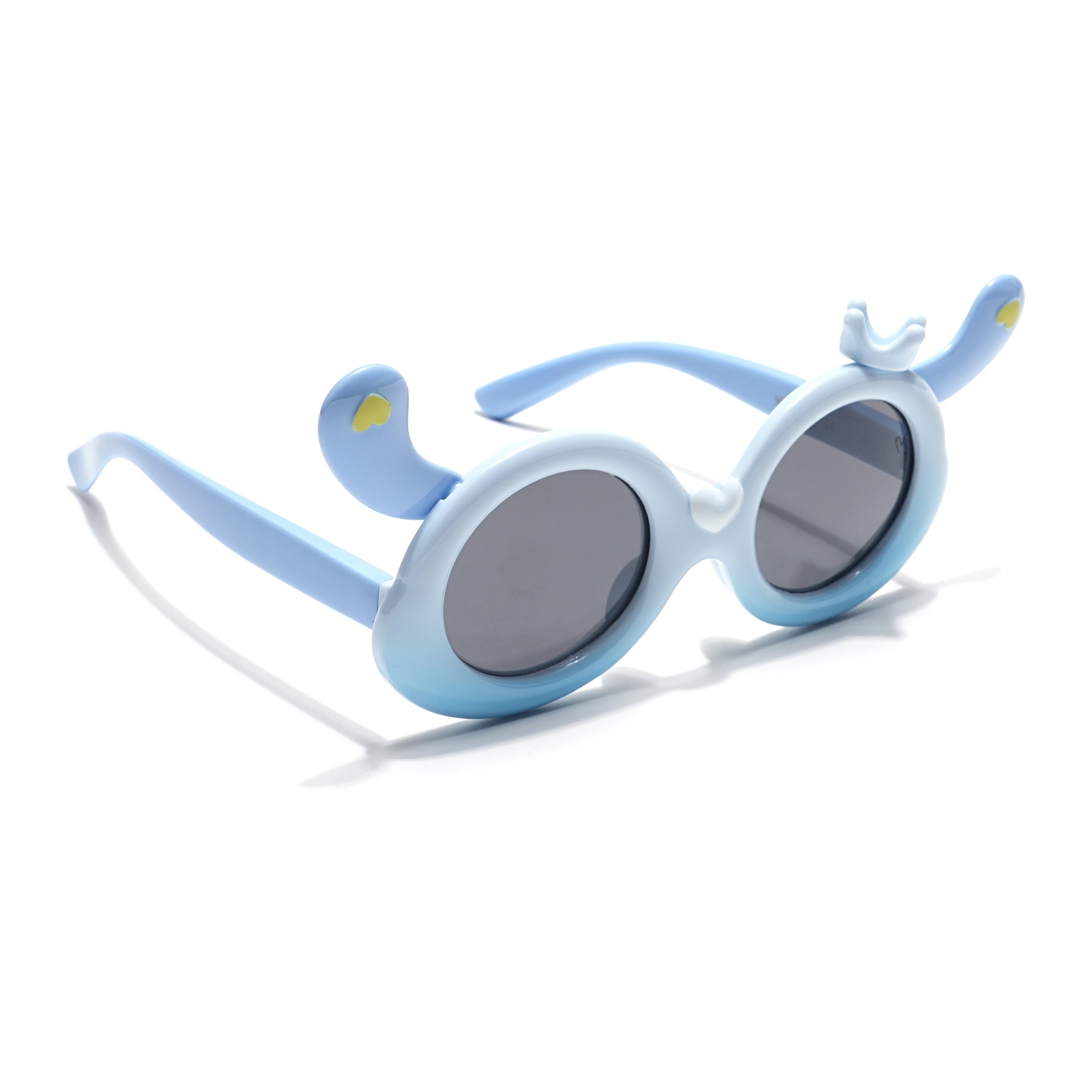 Round Sunglasses for Kids -6 yrs To 12 yrs (Black Lens | Sky Blue Frame - PMG6089)