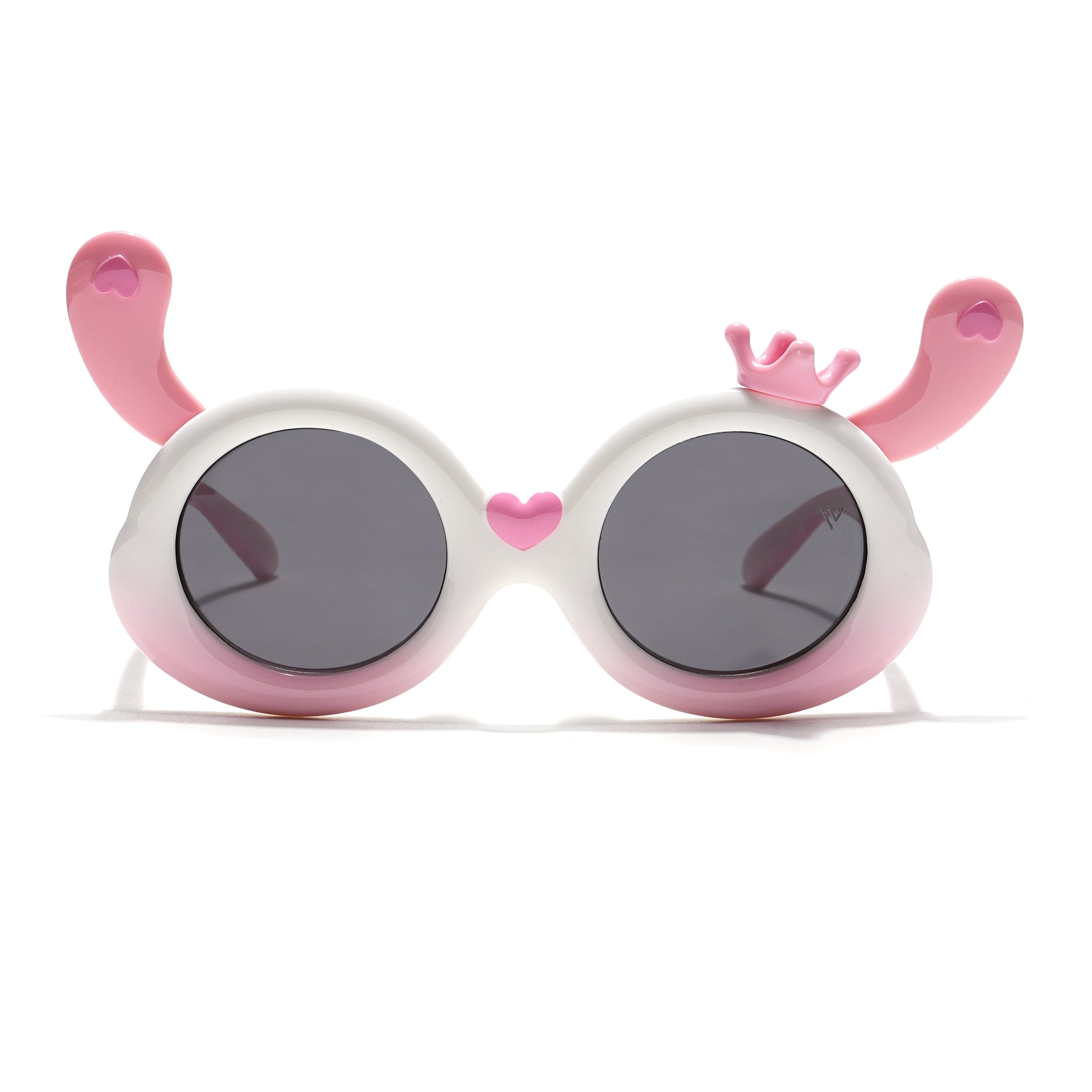 Round Sunglasses for Kids -6 yrs To 12 yrs (Black Lens | White & Pink Frame - PMG6091)