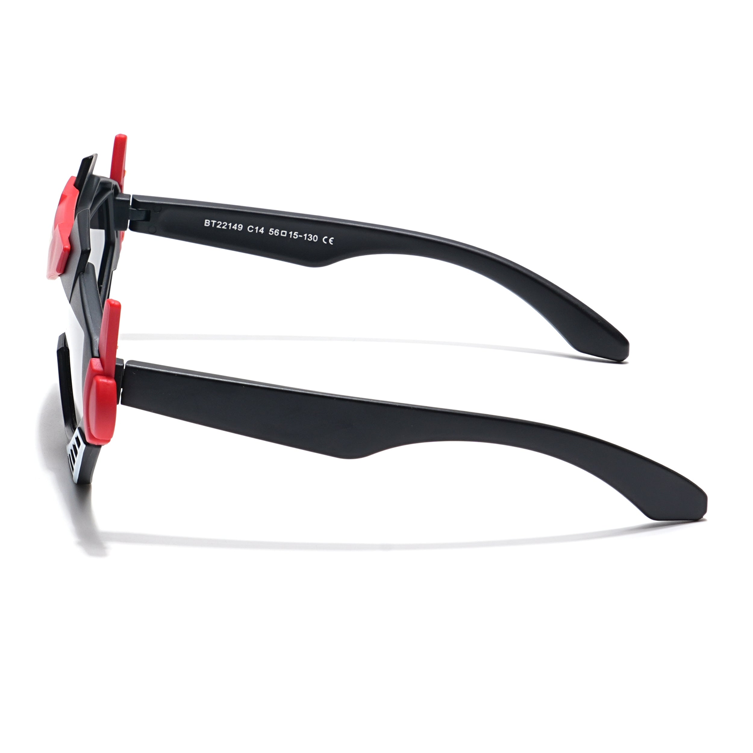Wrap Around Sunglasses for Kids -6 yrs To 12 yrs (Black Lens | Black & Red Frame - PMG6080)