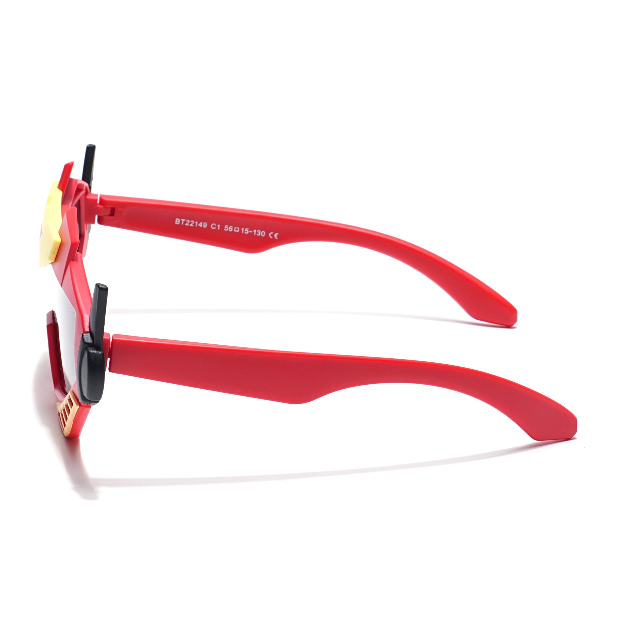 Wrap Around Sunglasses for Kids -6 yrs To 12 yrs (Black Lens | Red & Yellow Frame - PMG6082)