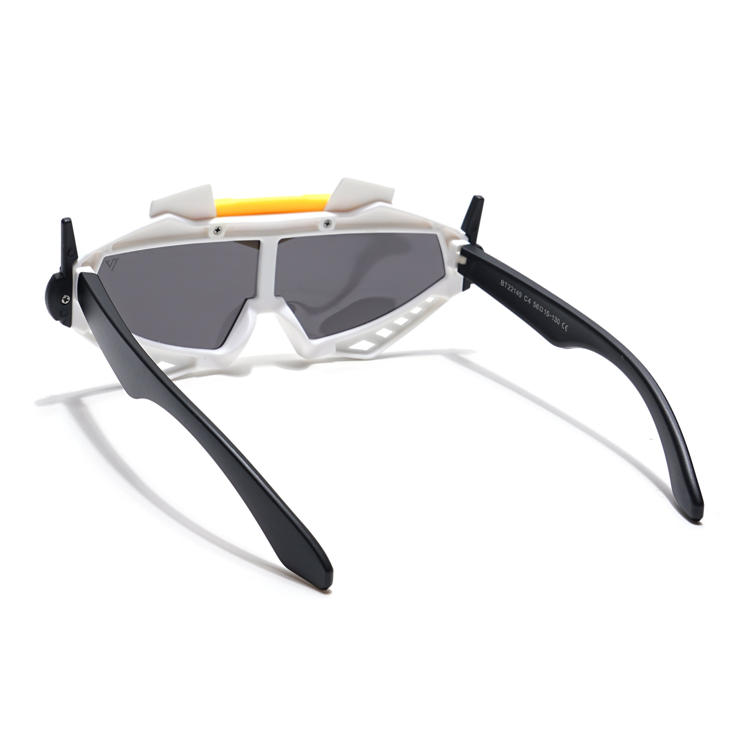 Wrap Around Sunglasses for Kids -6 yrs To 12 yrs (Black Lens | White & Black Frame - PMG6083)