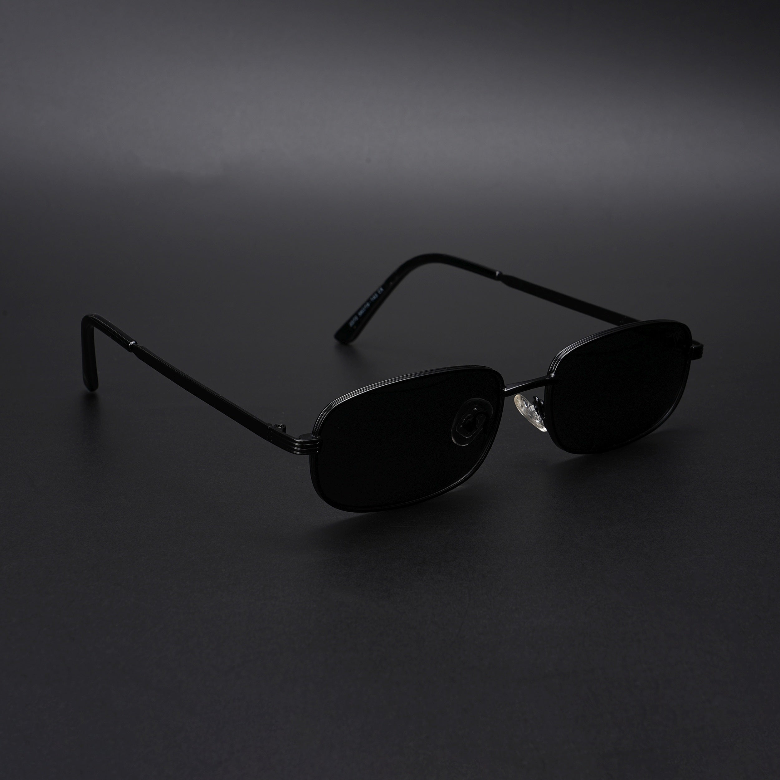 Vesper | Black Polarized Rectangle Sunglasses (Black Lens - PMG5845)