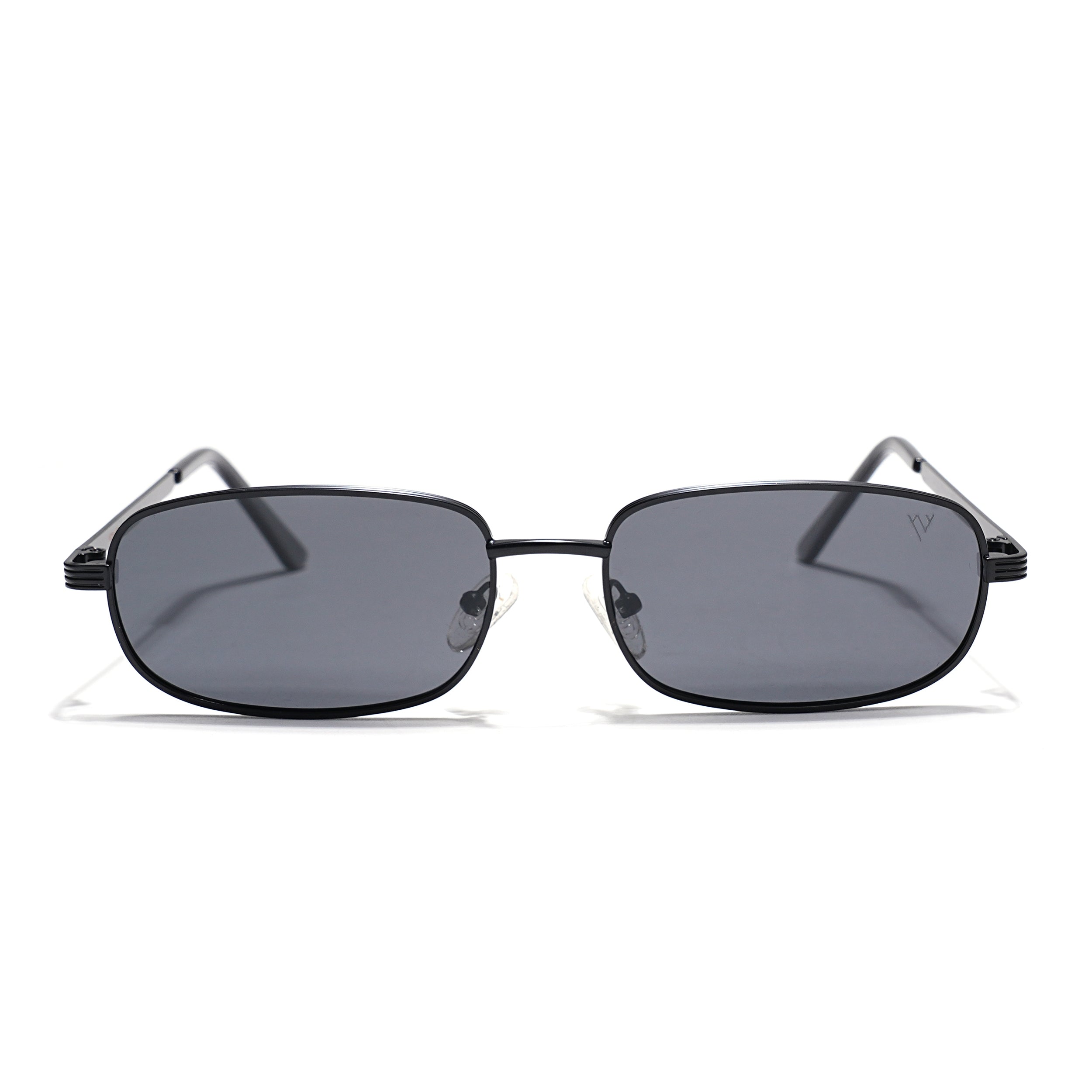 Vesper | Black Polarized Rectangle Sunglasses (Black Lens - PMG5845)