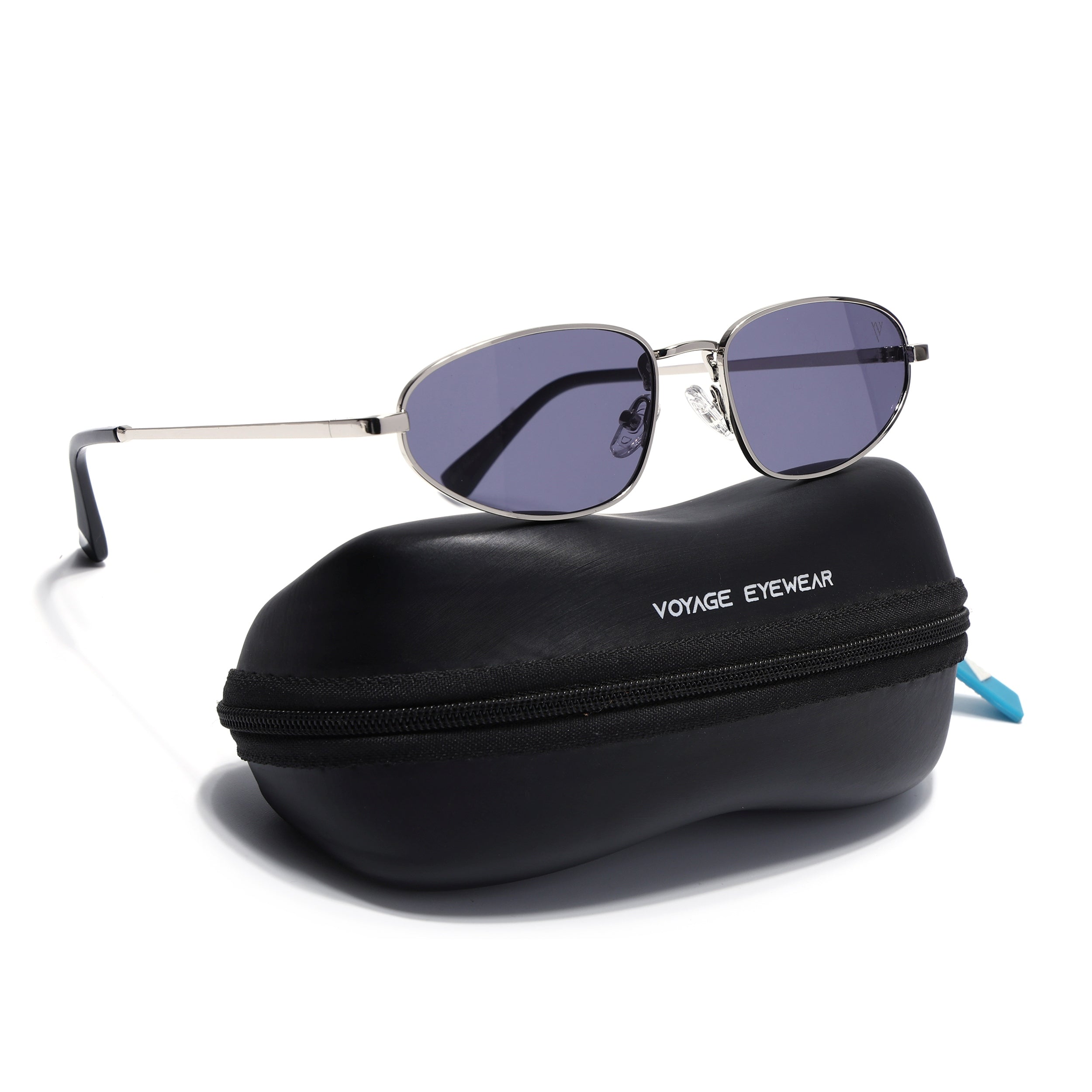 Oval Sunglasses for Men & Women (Grey Lens | Silver Frame - MG7145)