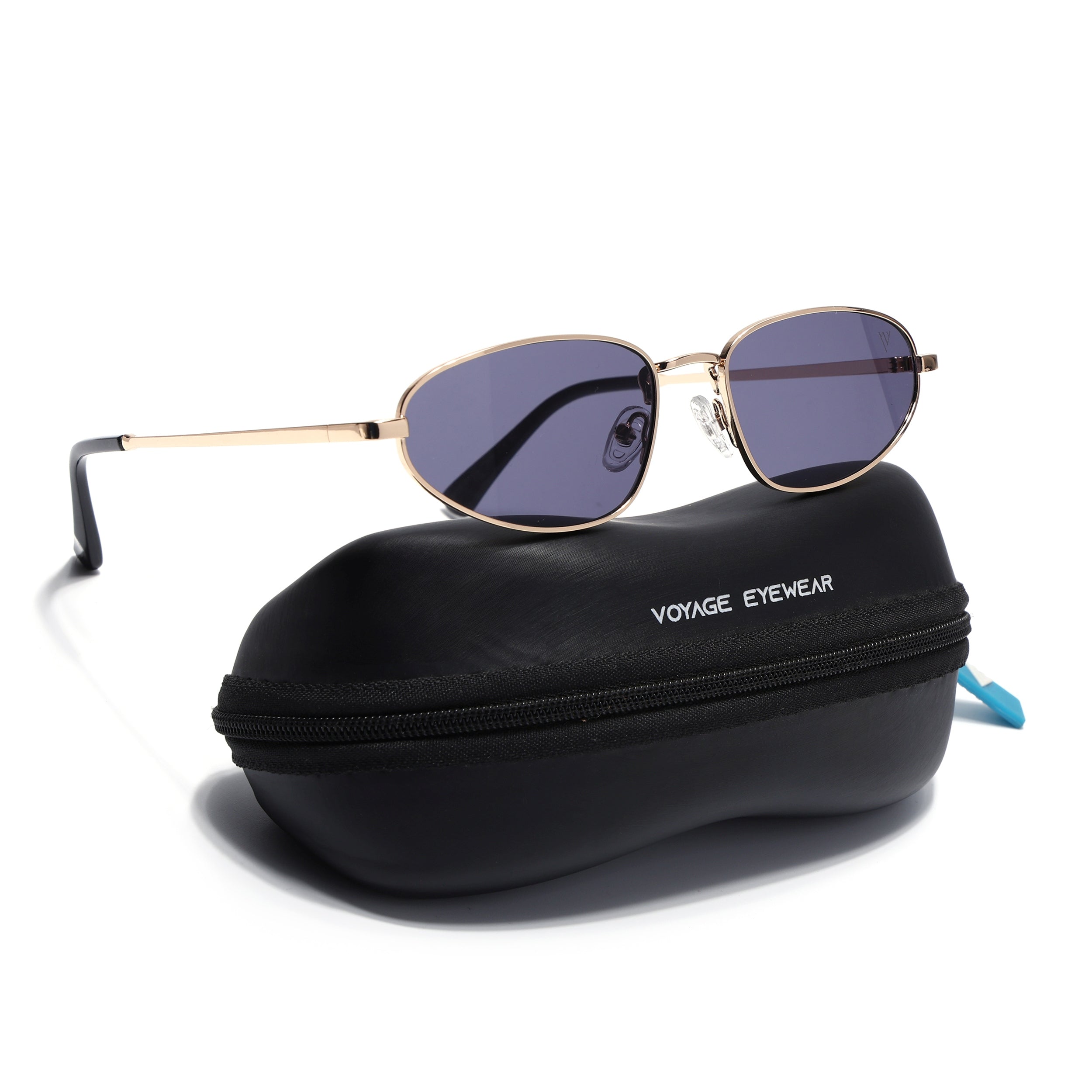 Oval Sunglasses for Men & Women (Grey Lens | Golden Frame - MG7146)