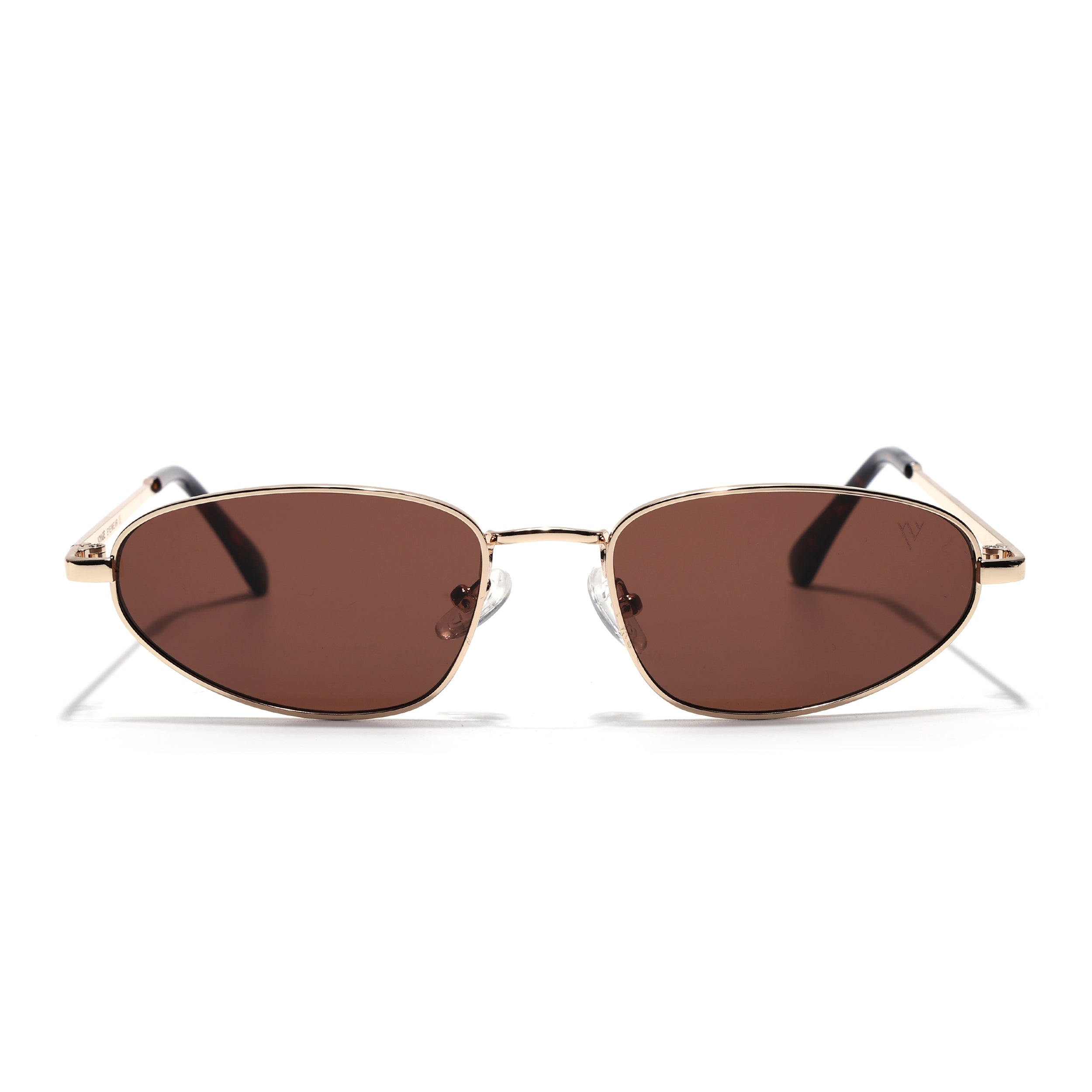 Oval Sunglasses for Men & Women (Brown Lens | Golden Frame - MG7147)