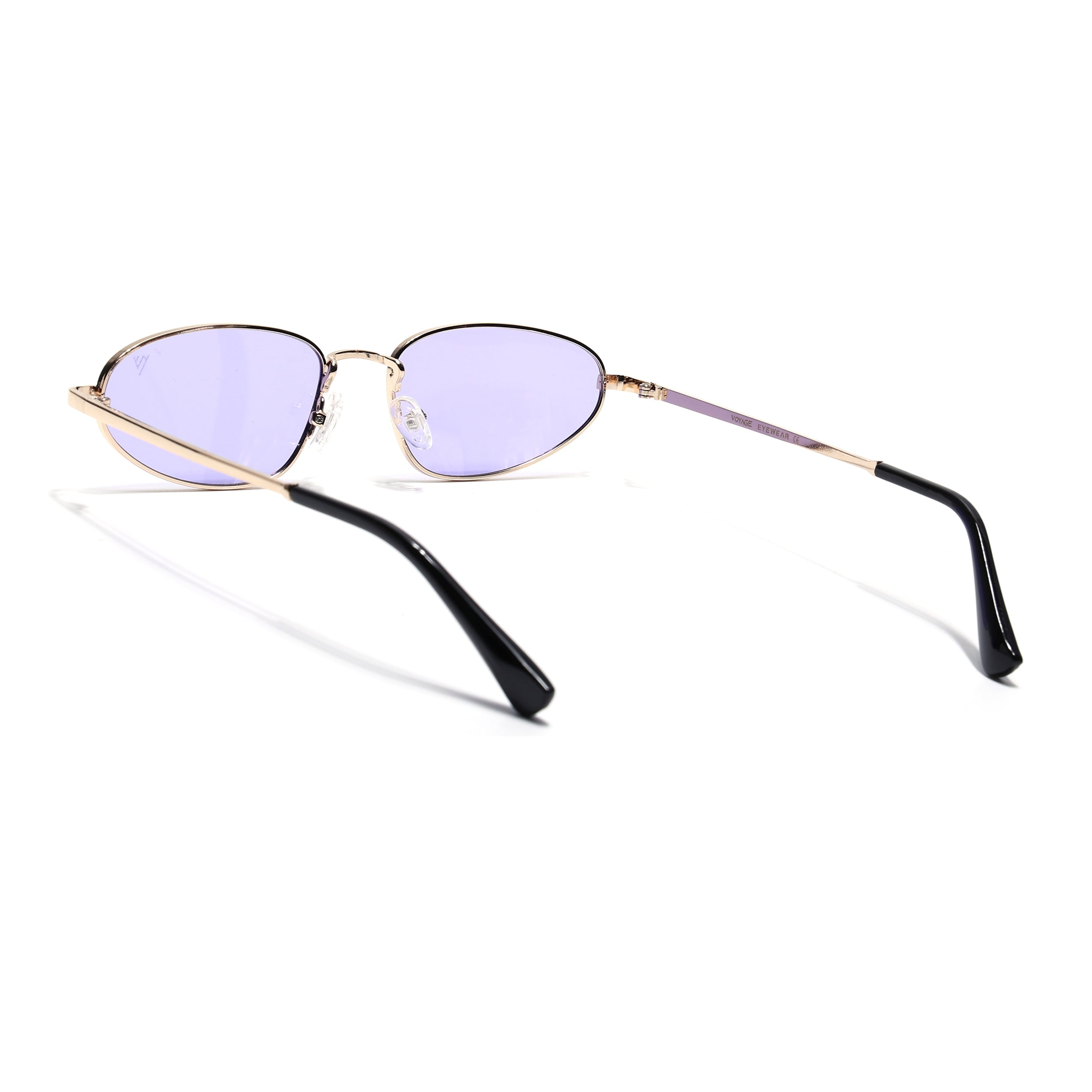 Oval Sunglasses for Men & Women (violet Lens | Golden Frame - MG7149)