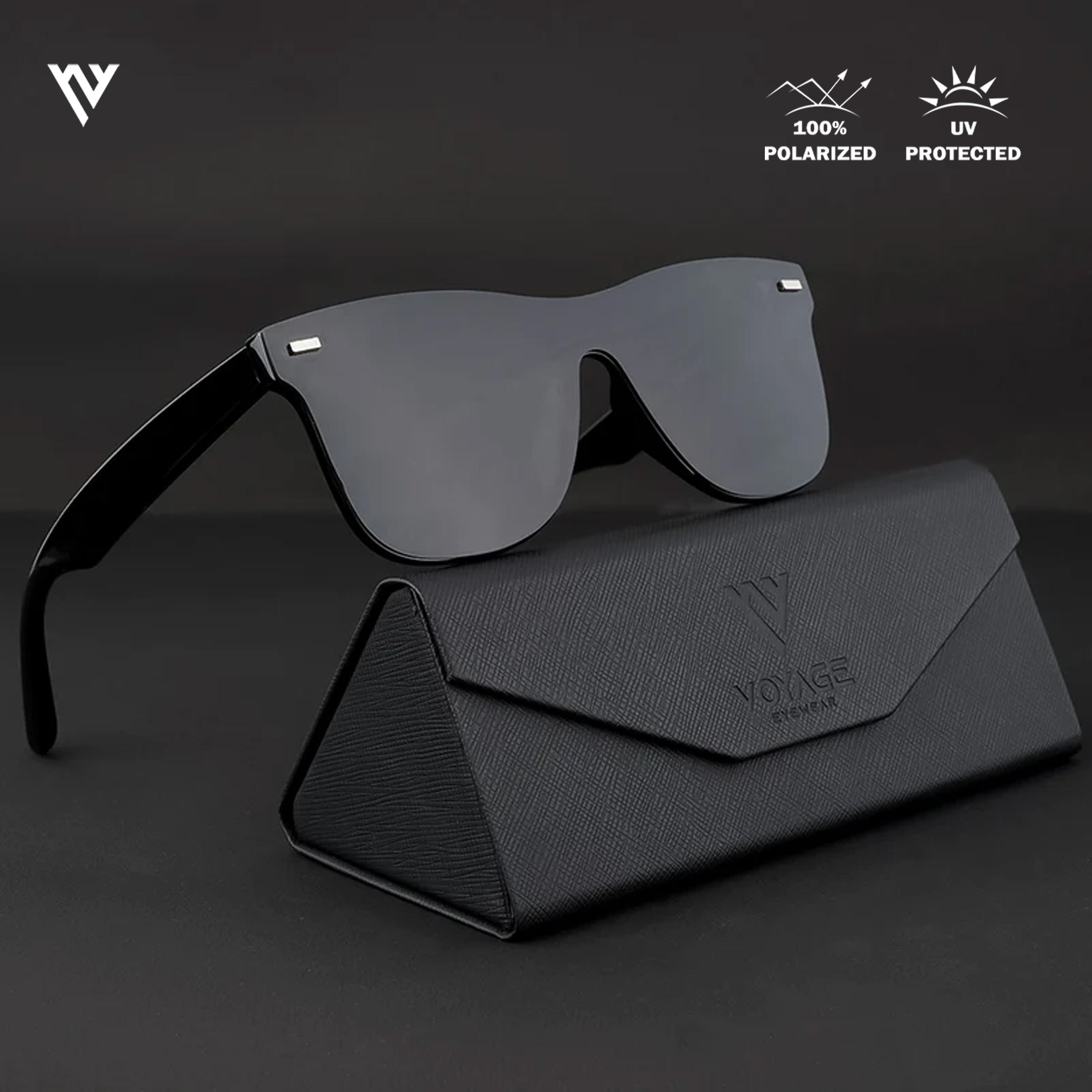 Voyage Exclusive Matt Black Polarized Wayfarer Sunglasses for Men & Women - PMG3977