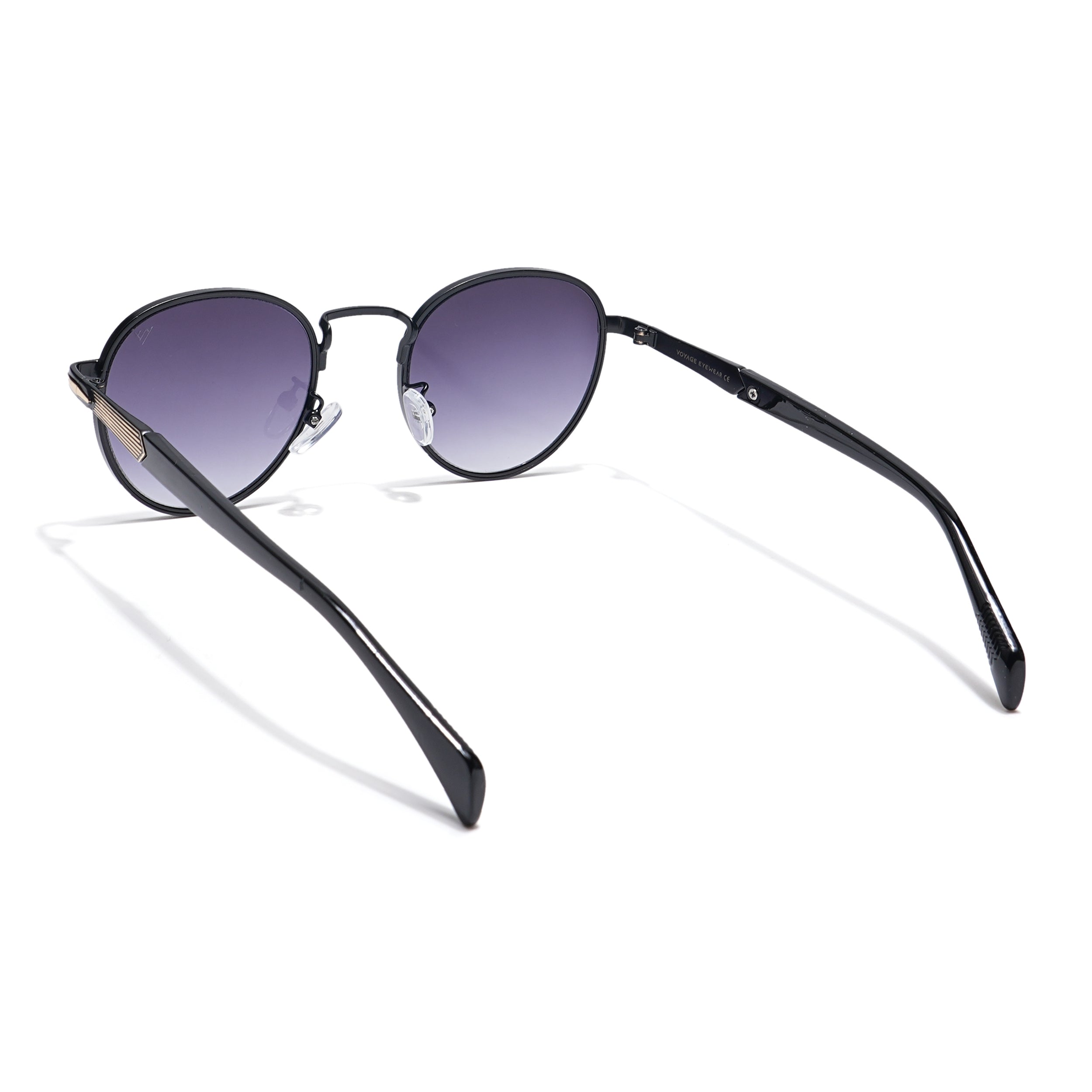 Round Sunglasses (Black & Clear Lens | Black & Golden Frame - MG5791)