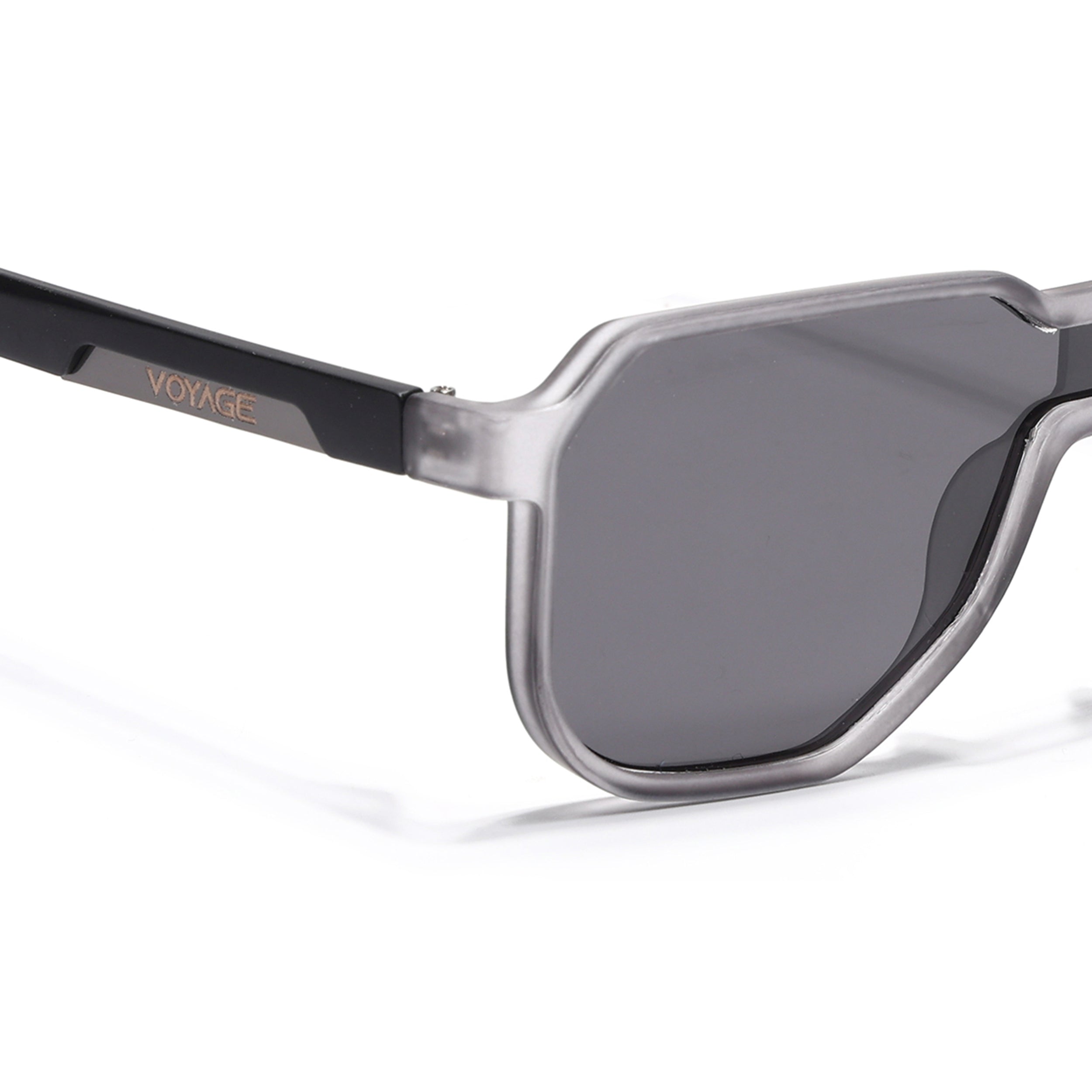 Hexagonal Polarized Sunglasses for Men & Women (Black Lens | Grey Frame - PMG7357)