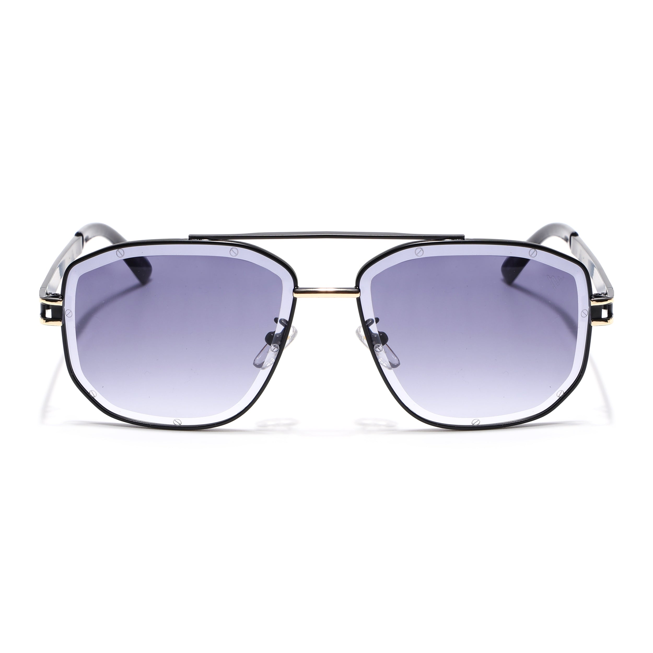 Wayfarer Sunglasses for Men & Women (Grey & Clear Lens | Black & Golden Frame - MG7113)