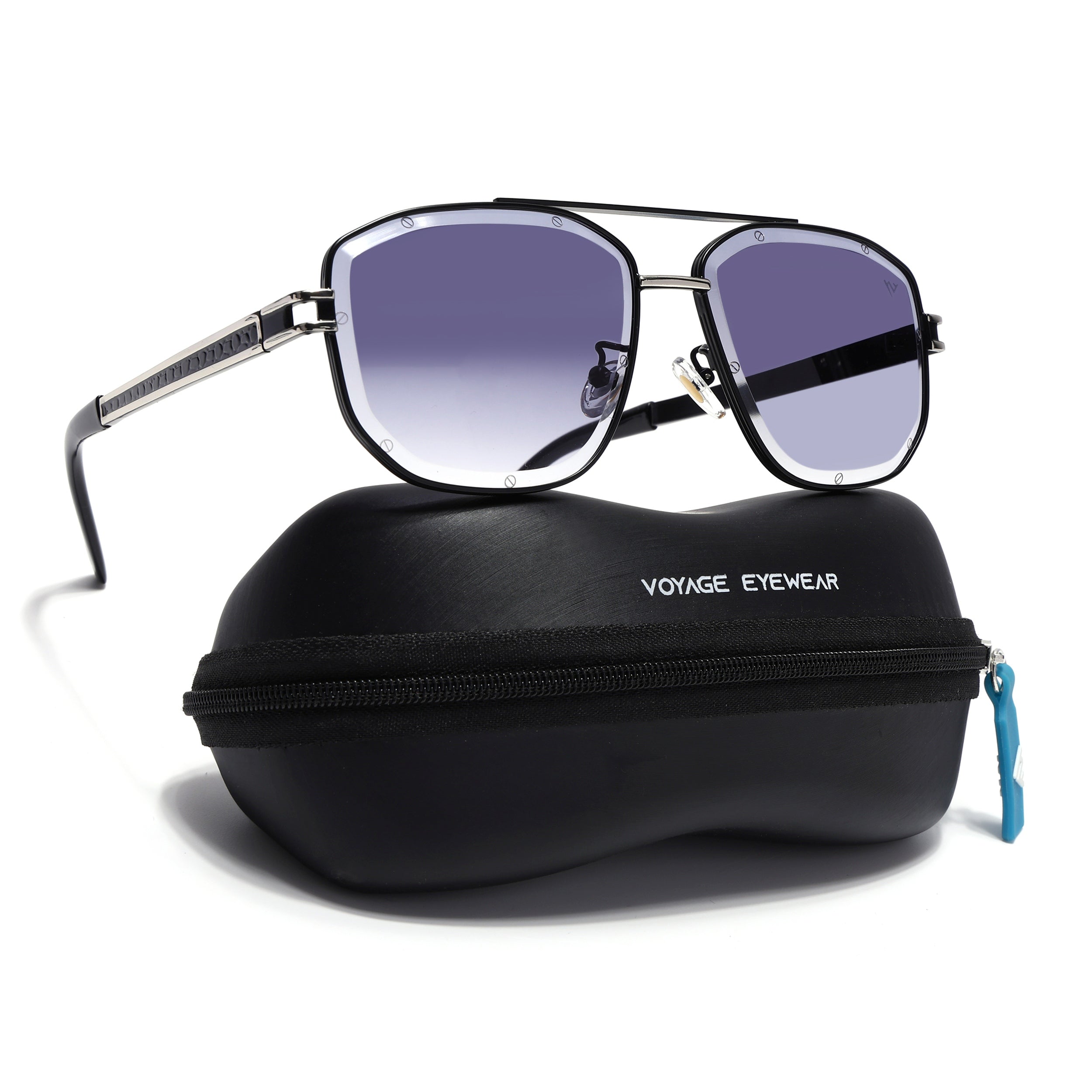 Wayfarer Sunglasses for Men & Women (Grey & Clear Lens | Black & Silver Frame - MG7114)