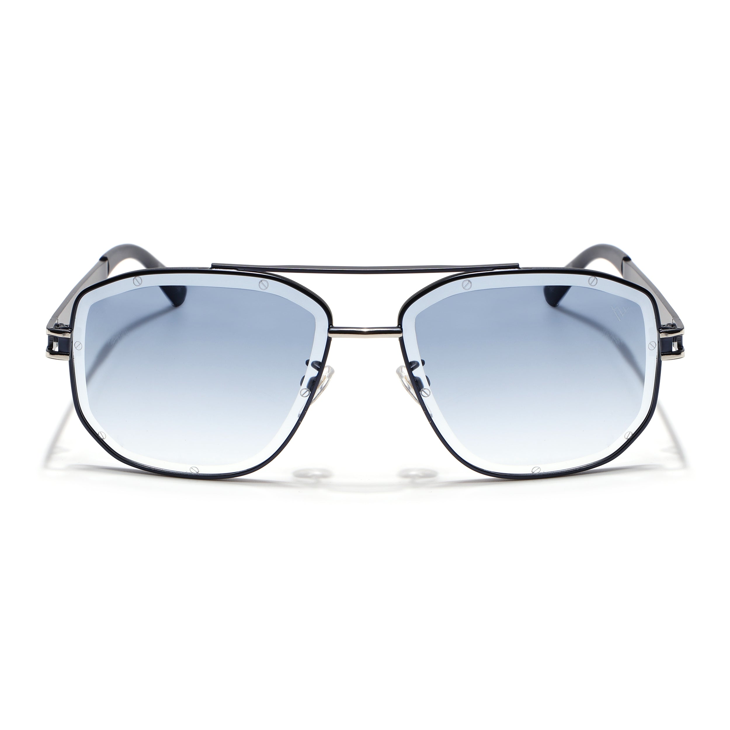 Wayfarer Sunglasses for Men & Women (Grey & Clear Lens | Blue & Silver Frame - MG7115)