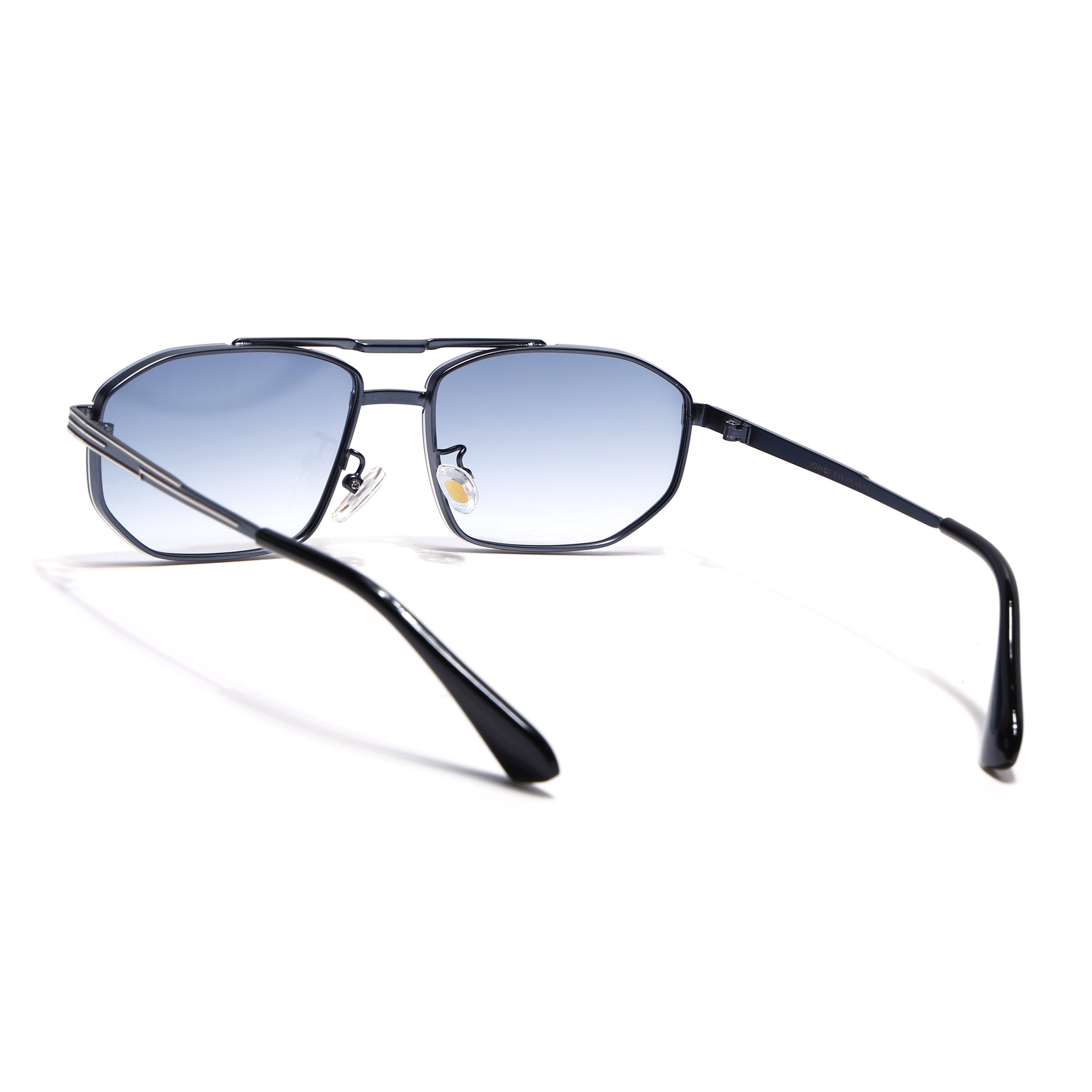 Rectangle Sunglasses for Men & Women (Blue & Clear Lens | Blue & Silver Frame - MG7535)