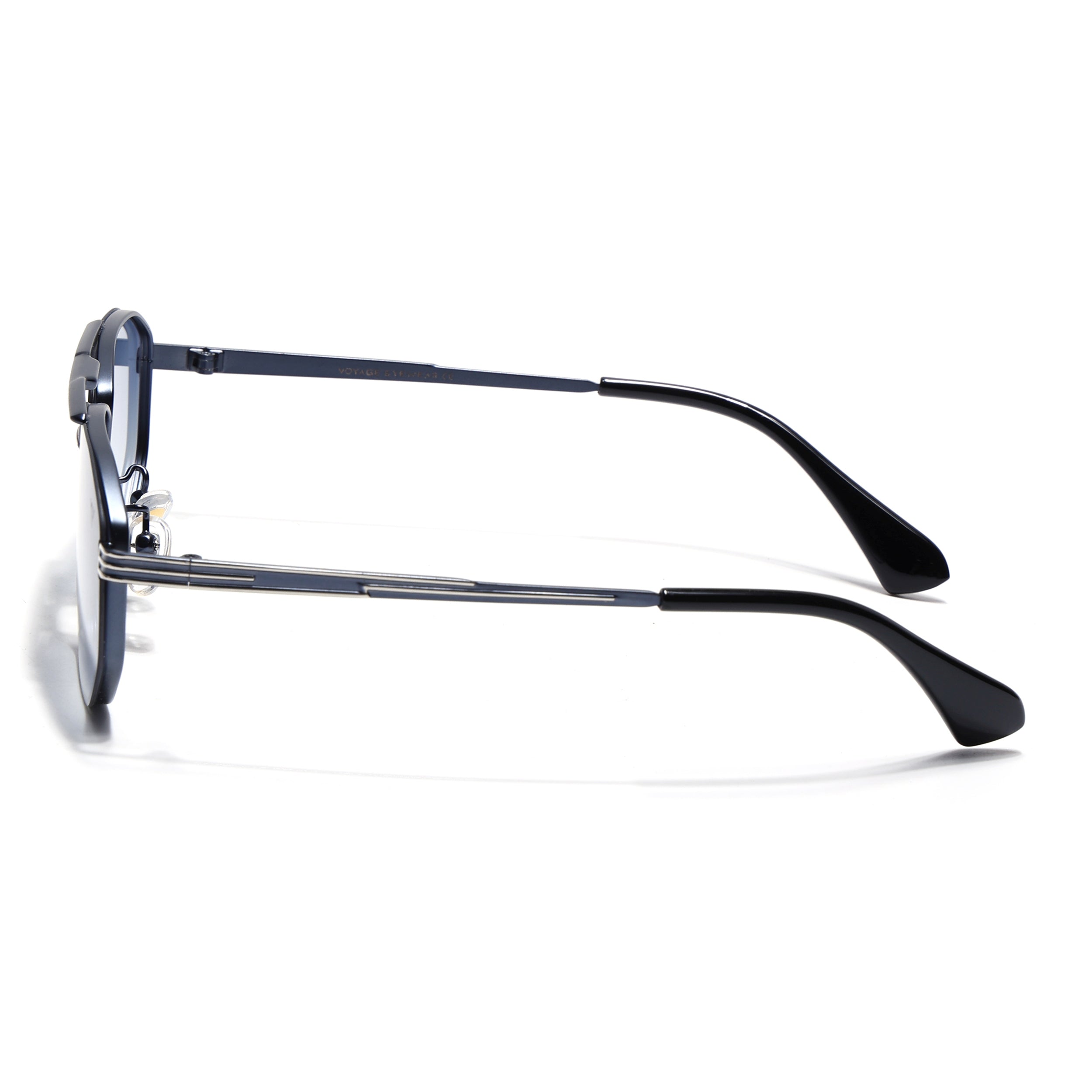 Rectangle Sunglasses for Men & Women (Blue & Clear Lens | Blue & Silver Frame - MG7535)