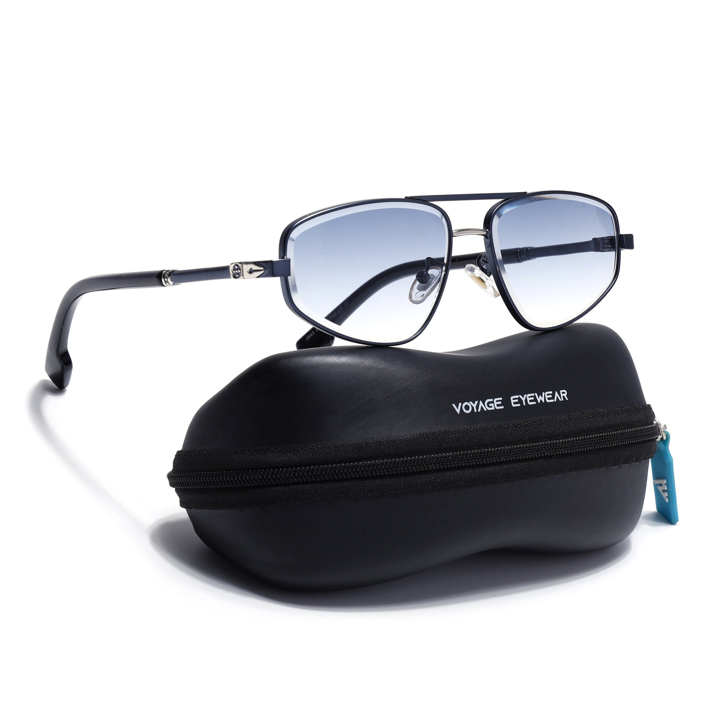 Rectangle Sunglasses for Men & Women (Blue & Clear Lens | Blue Frame - MG7517)