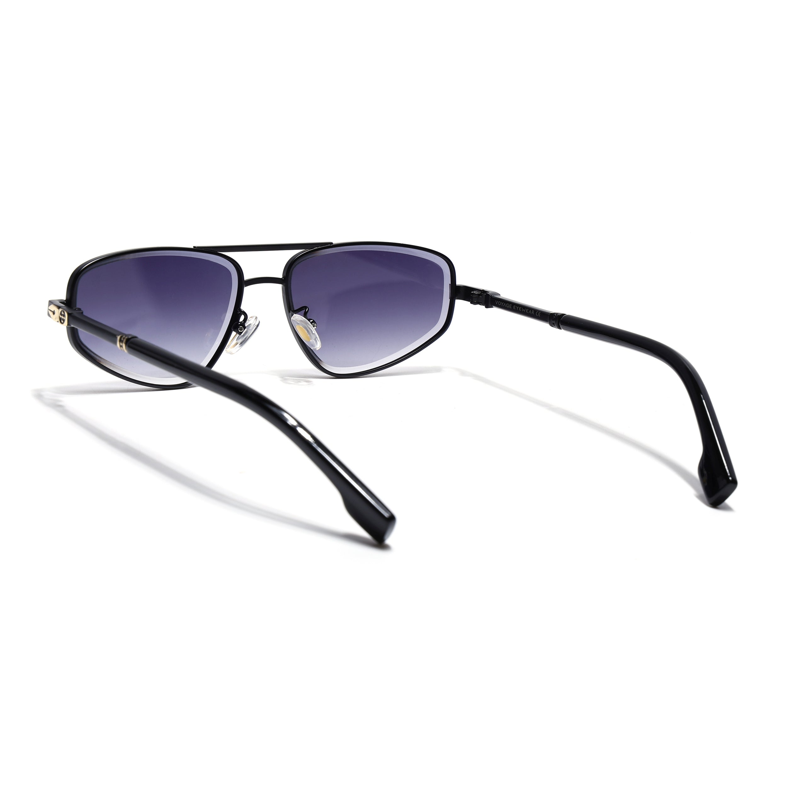 Rectangle Sunglasses for Men & Women (Grey & Clear Lens | Black Frame - MG7518)