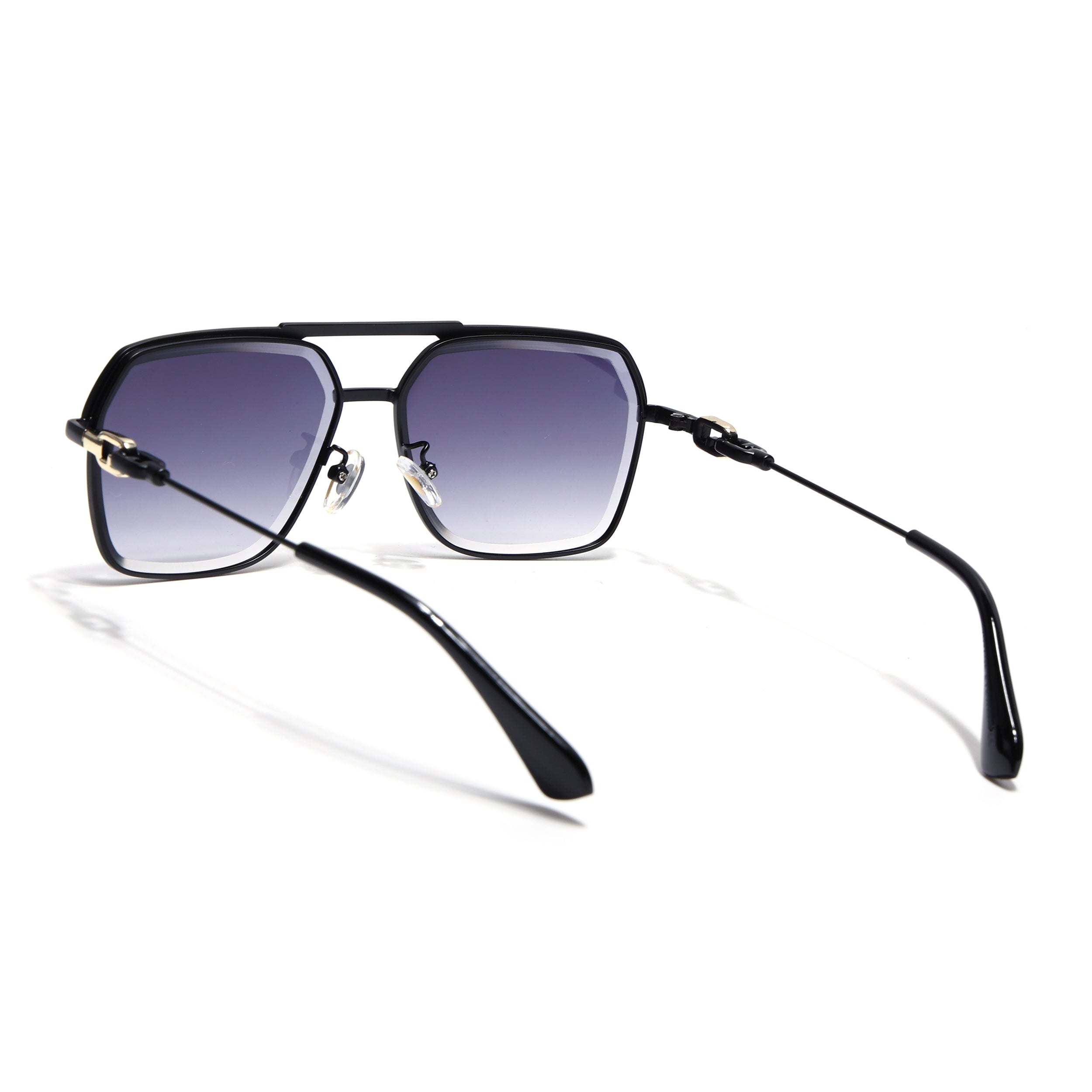 Wayfarer Sunglasses for Men & Women (Grey & Clear Lens | Golden & Black Frame - MG7531)