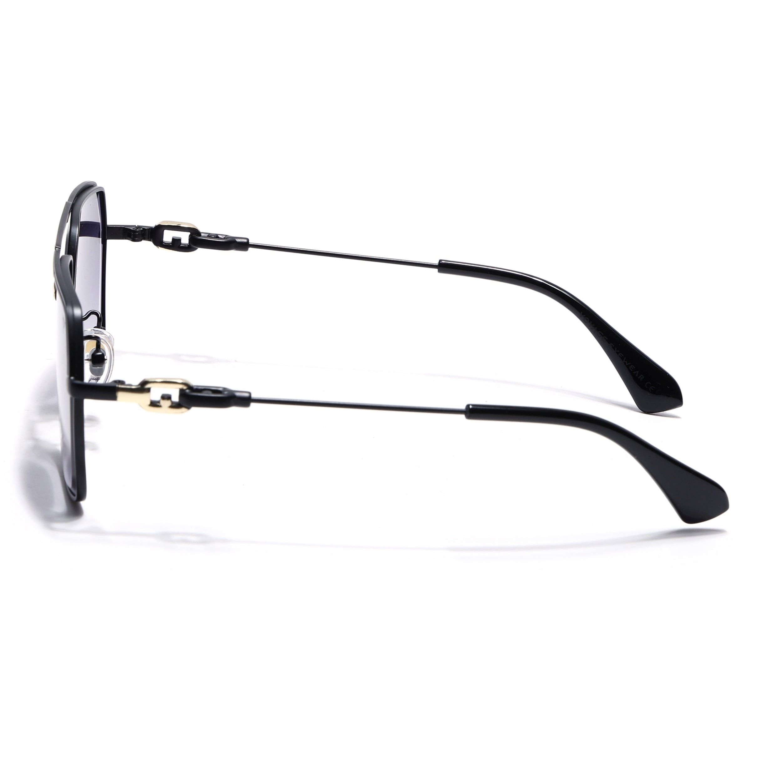 Wayfarer Sunglasses for Men & Women (Grey & Clear Lens | Golden & Black Frame - MG7531)