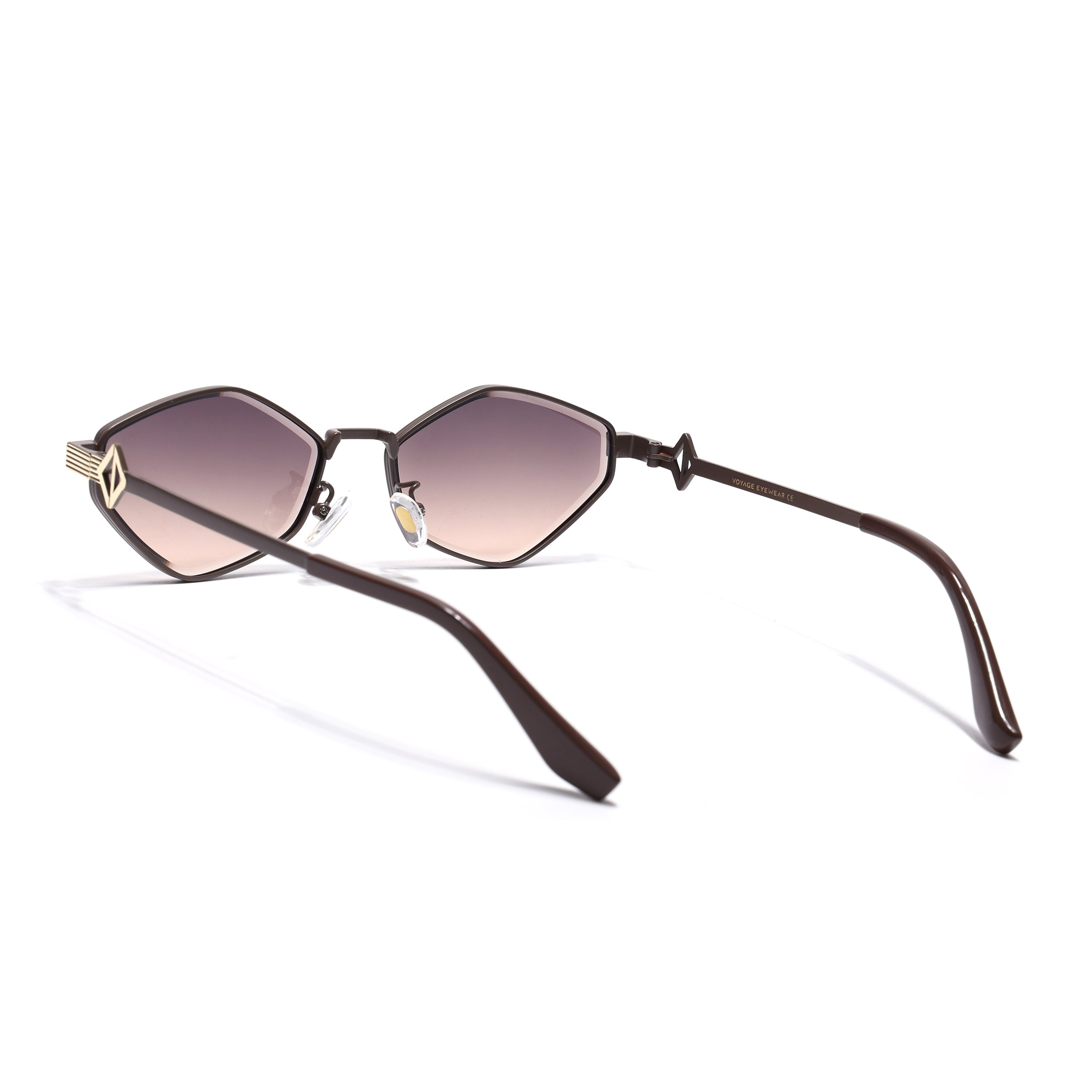 Hexagonal Sunglasses for Men & Women (Brown & Clear Lens | Brown & Golden Frame - MG7523)