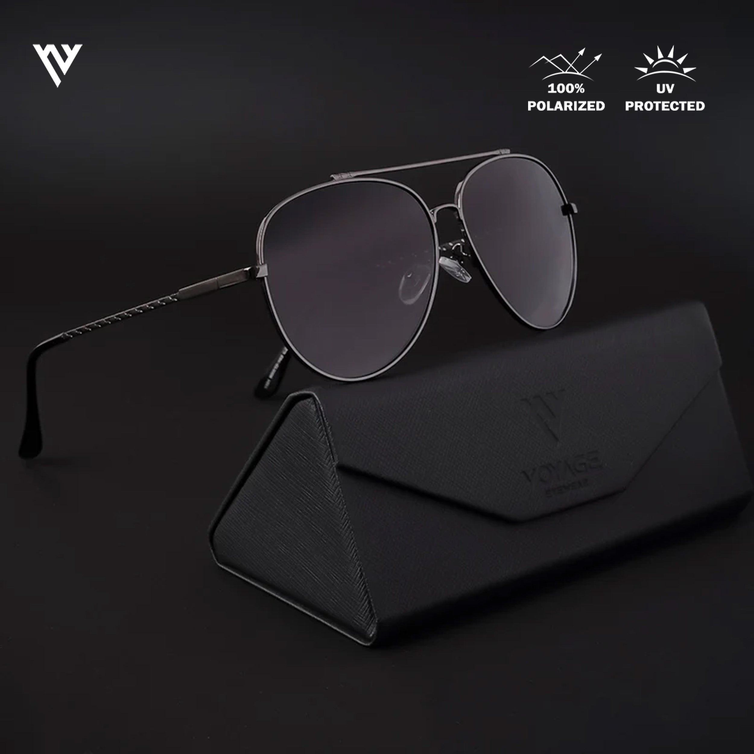 Grey Polarized Aviator Sunglasses - PMG4136