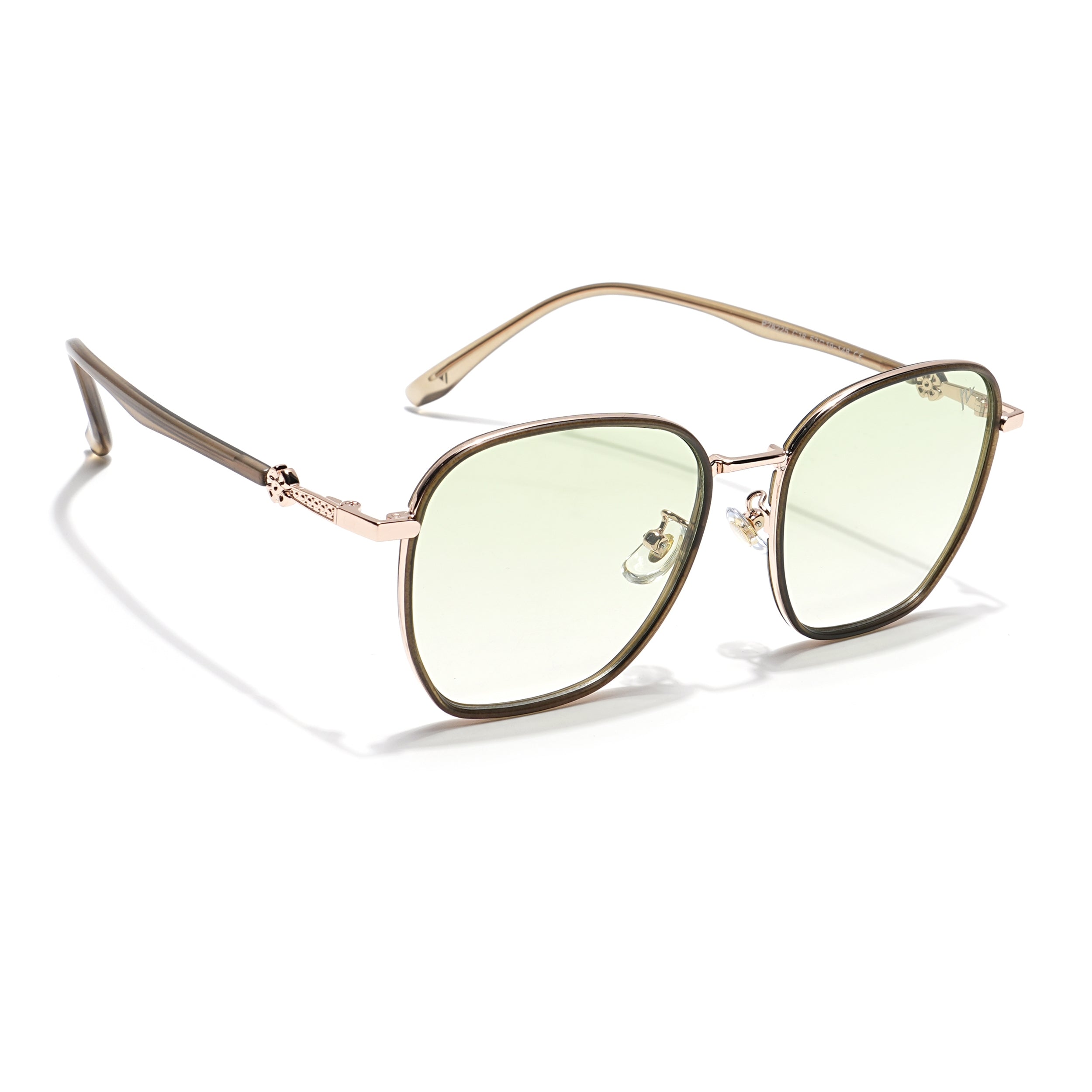 Voyage Select Square Sunglasses for Women (Green & Clear Lens | Golden & Grey Frame - SLPMG6235)