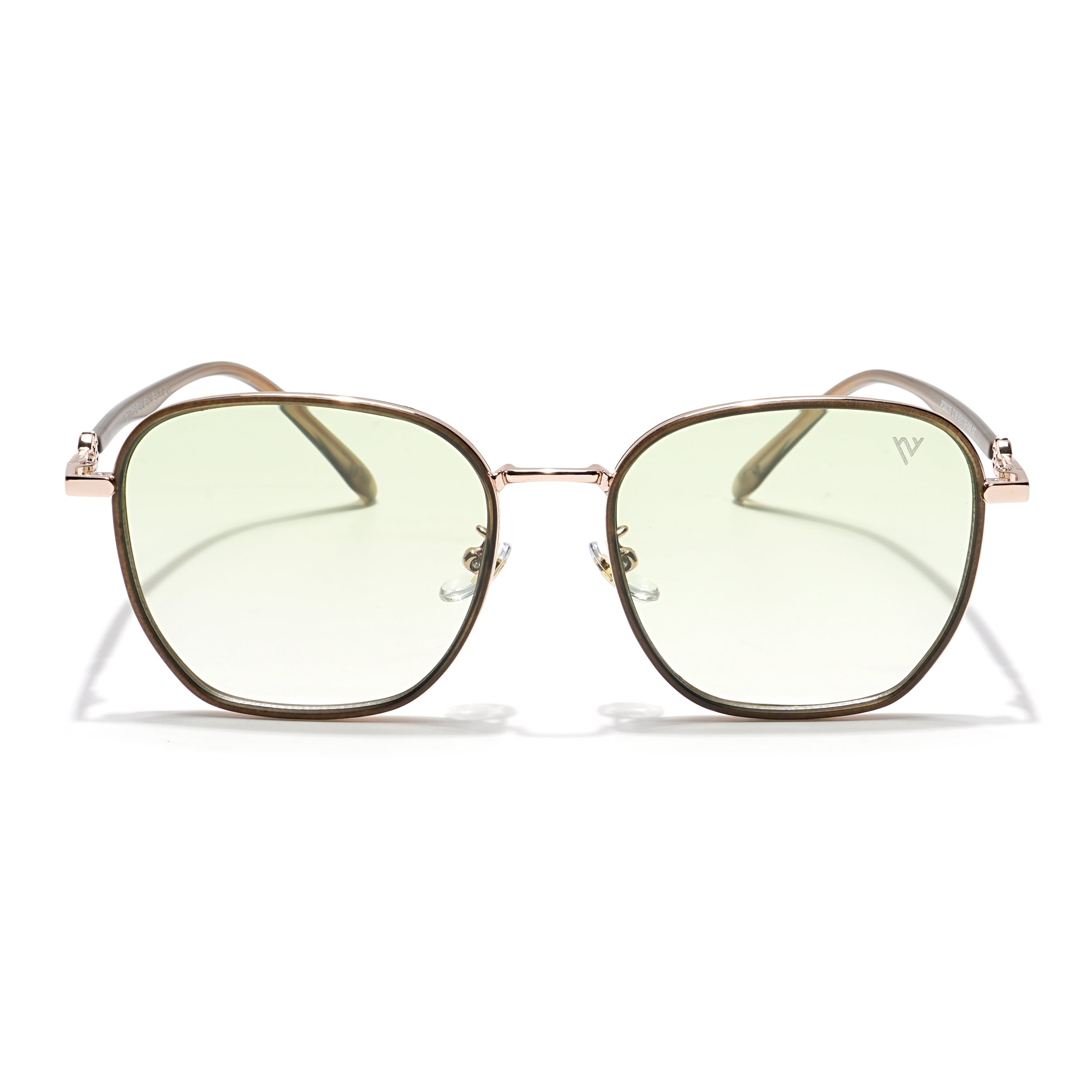 Voyage Select Square Sunglasses for Women (Green & Clear Lens | Golden & Grey Frame - SLPMG6235)