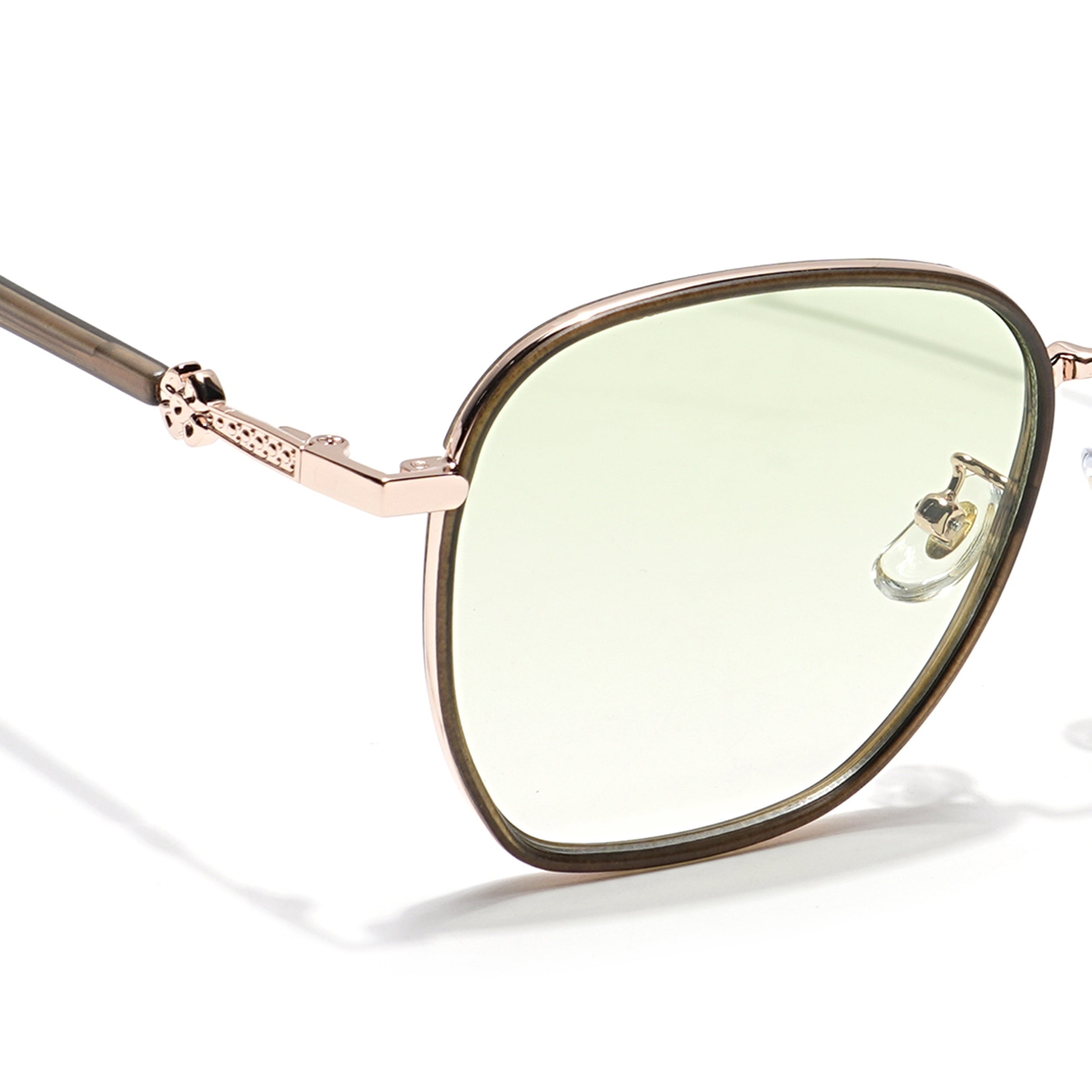 Voyage Select Square Sunglasses for Women (Green & Clear Lens | Golden & Grey Frame - SLPMG6235)