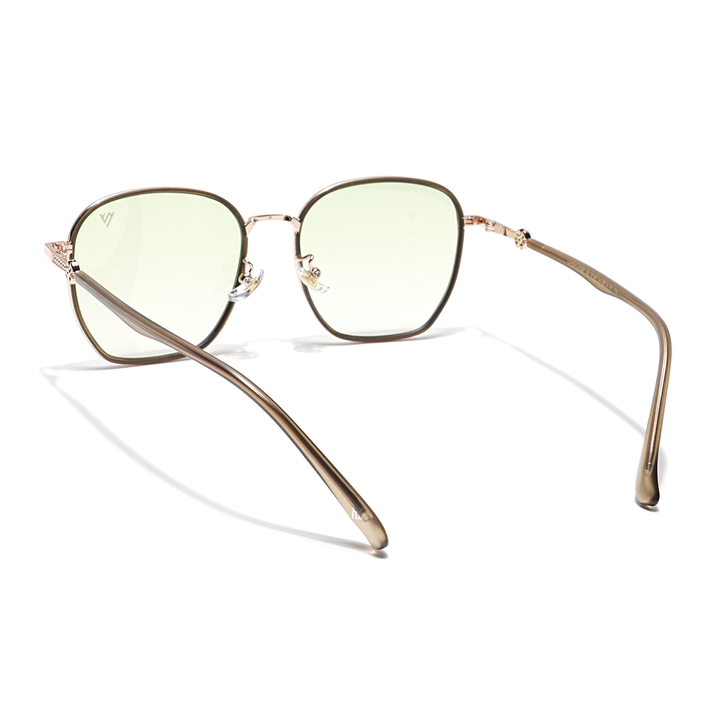 Voyage Select Square Sunglasses for Women (Green & Clear Lens | Golden & Grey Frame - SLPMG6235)