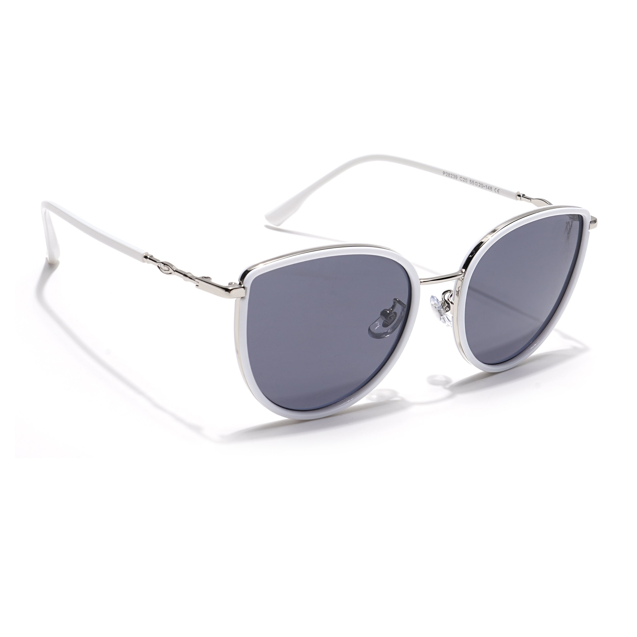Voyage Select Cateye Sunglasses (Black Lens | Silver & White Frame - SLPMG6249)