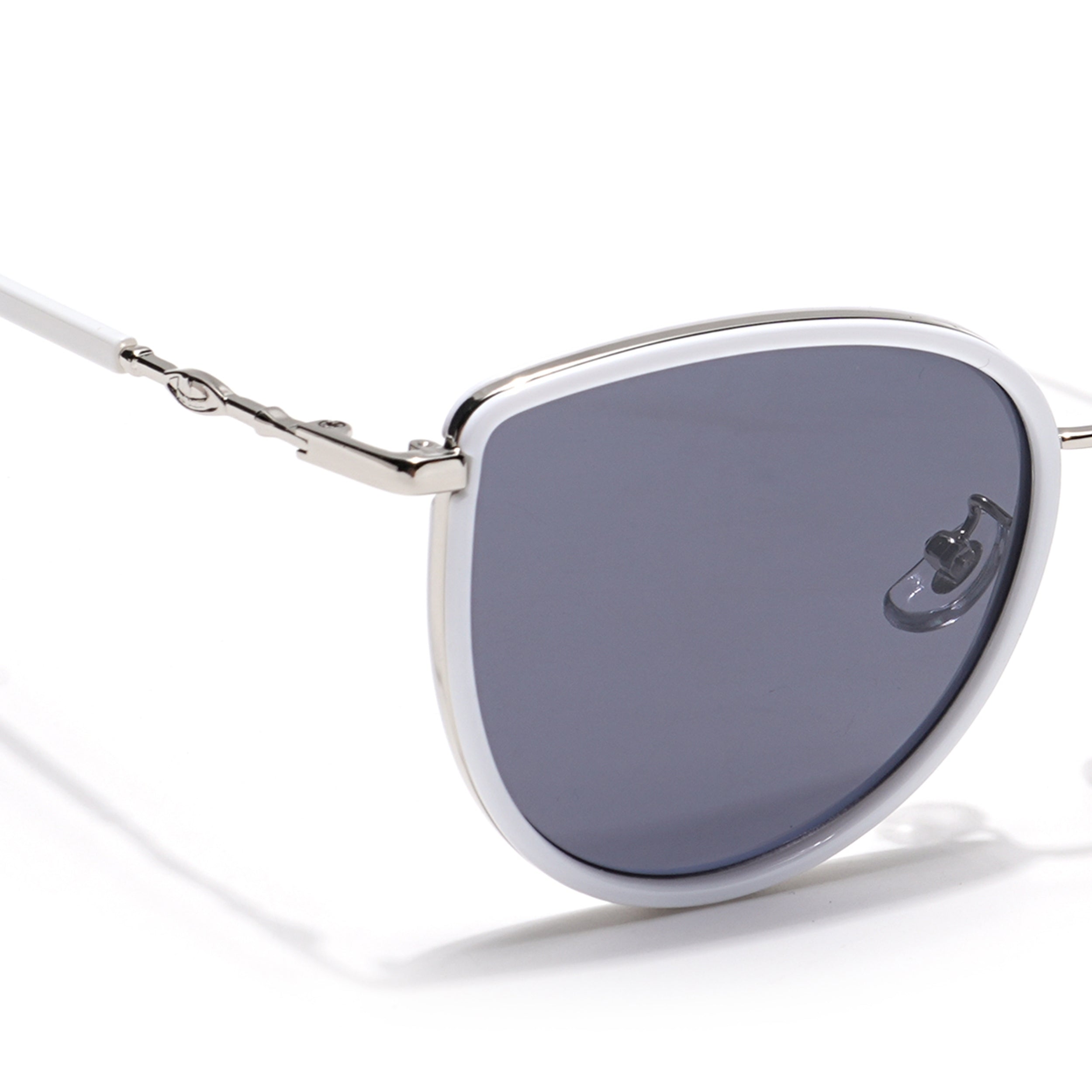 Voyage Select Cateye Sunglasses (Black Lens | Silver & White Frame - SLPMG6249)