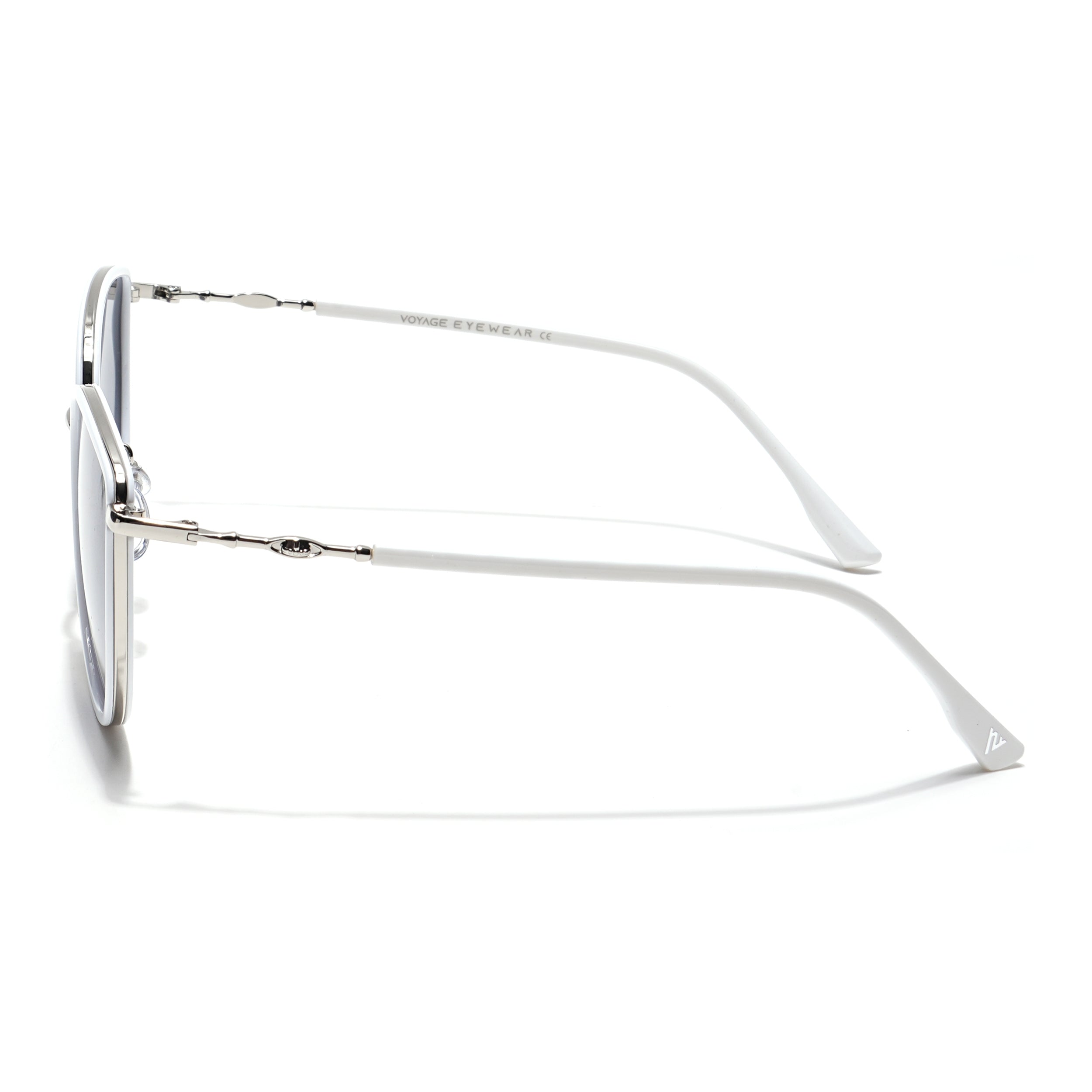 Voyage Select Cateye Sunglasses (Black Lens | Silver & White Frame - SLPMG6249)