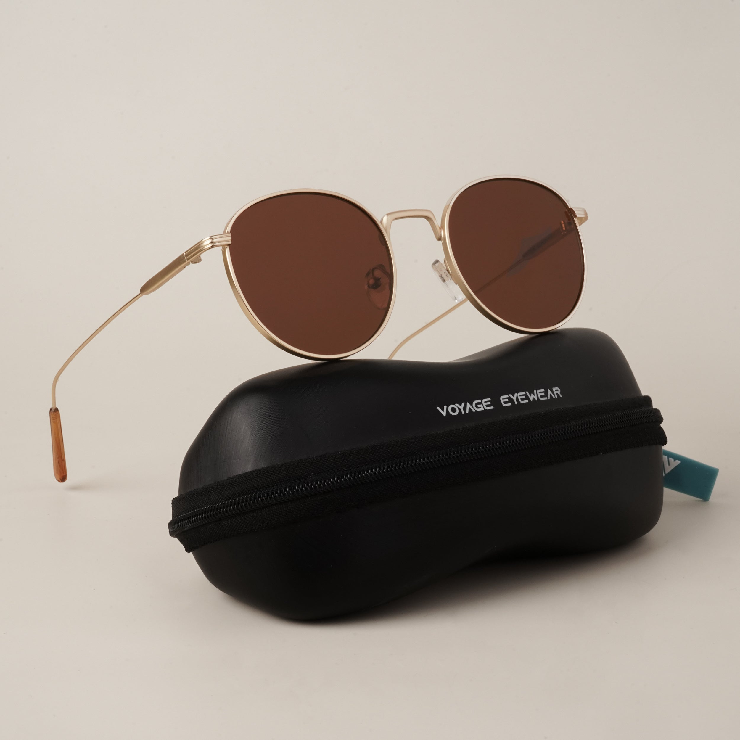 Voyage Brown-Gold Round Sunglasses MG2974