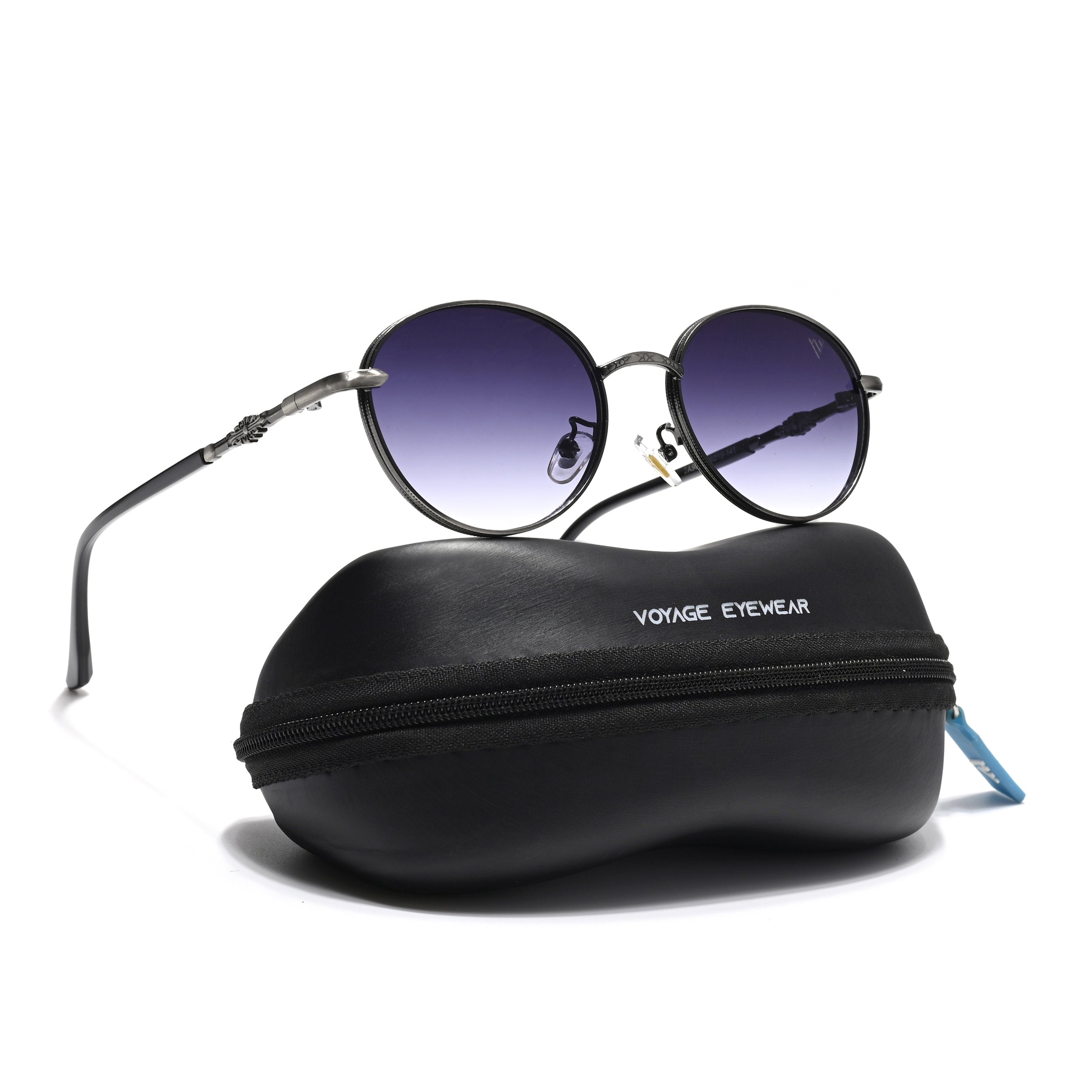 Shadow | Silver Round Sunglasses | Grey & Clear Lens - MG6732