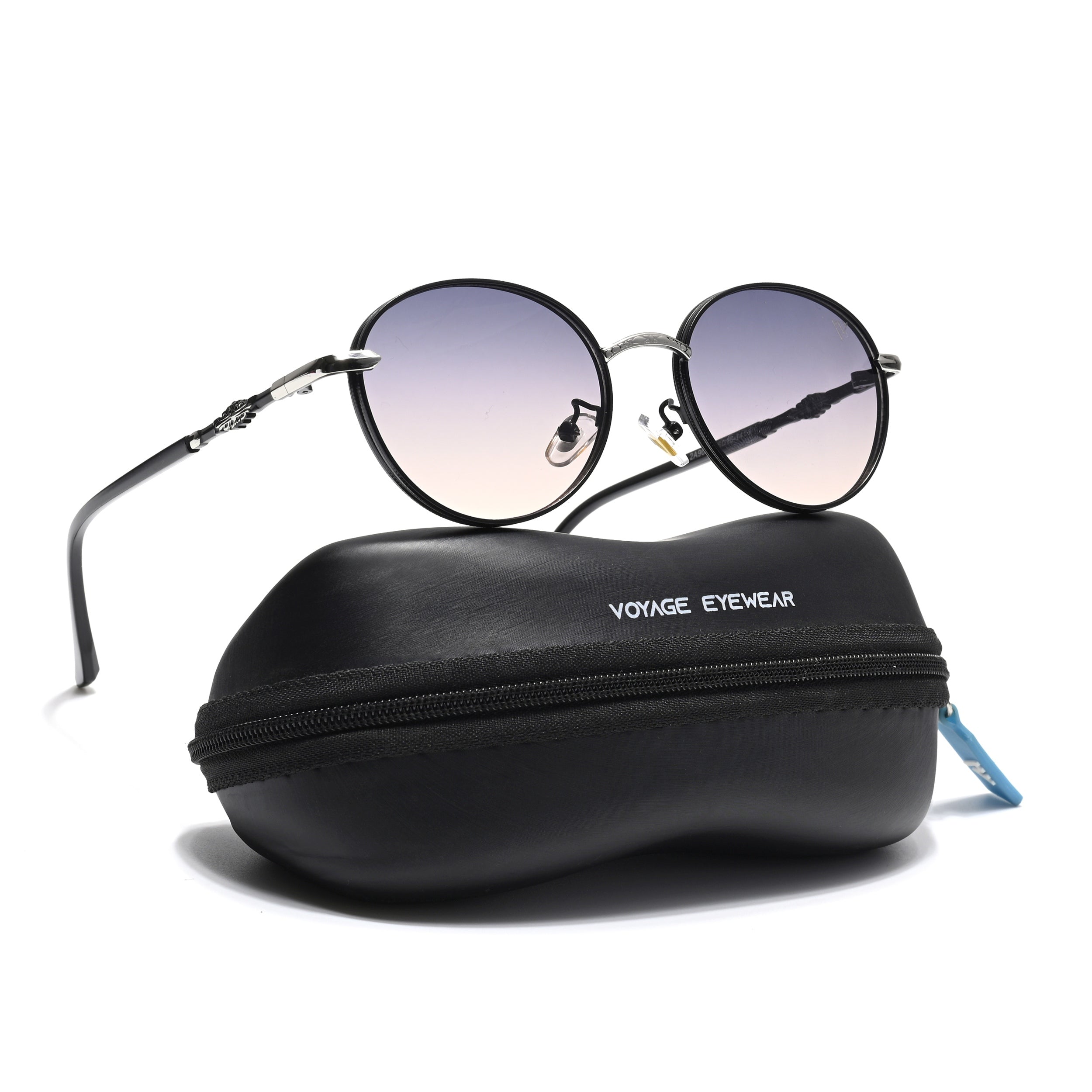Shadow | Black Round Sunglasses | Grey & Pink Lens - MG6733