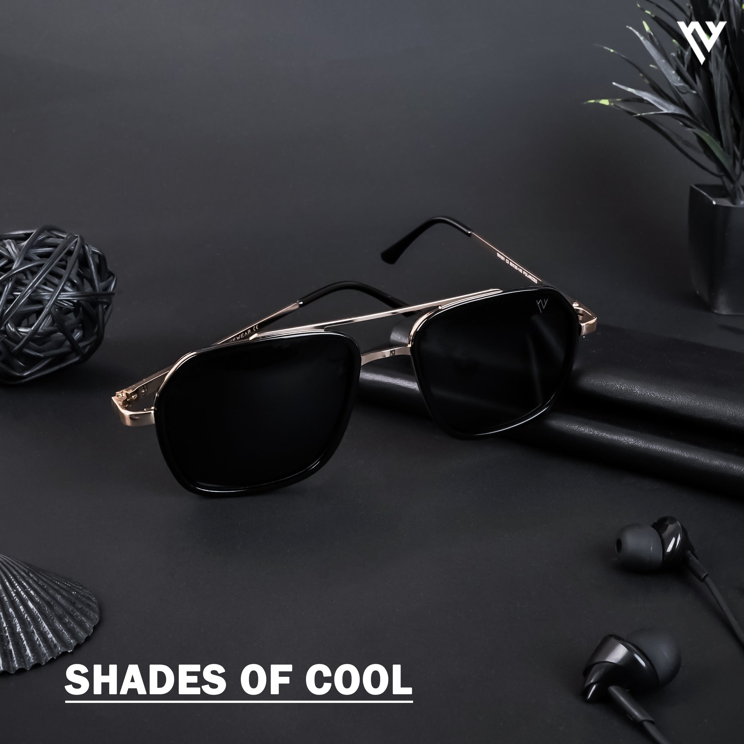Voyage Exclusive Golden & Shine Black Polarized Wayfarer Sunglasses for Men & Women (TR1001PMG4314)