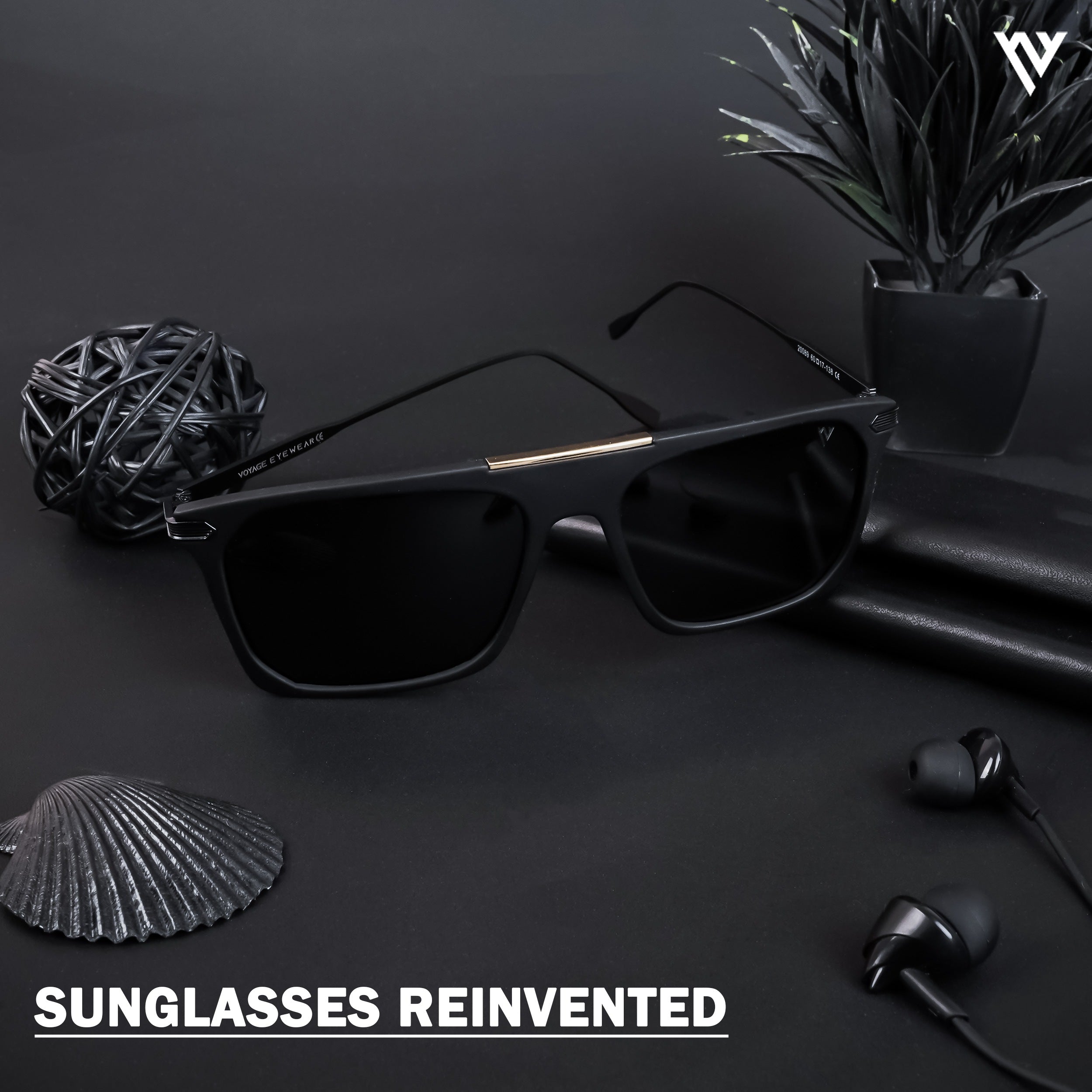 Voyage Exclusive Matt Black Polarized Wayfarer Sunglasses for Men & Women (20089PMG4448)