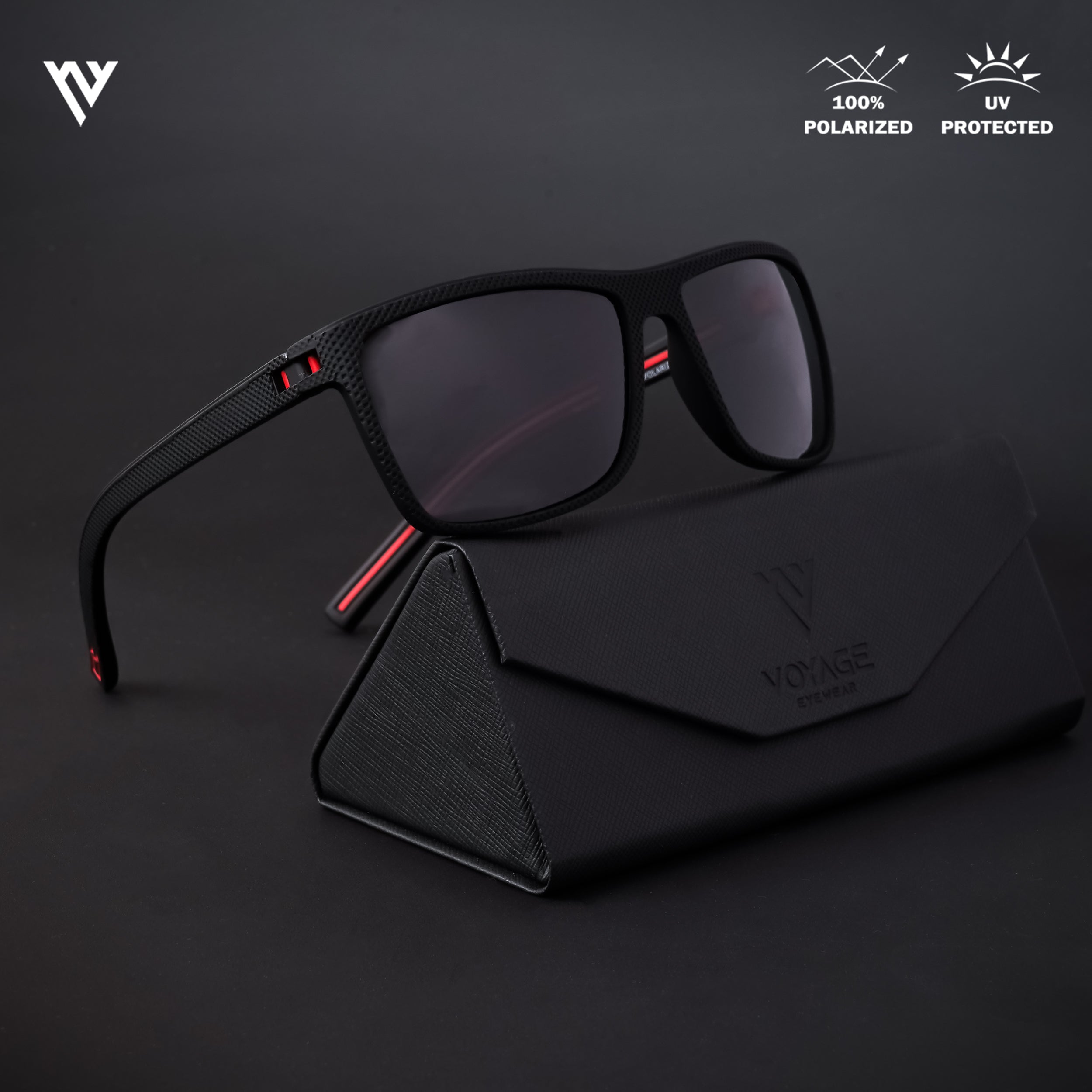 Black Polarized Wayfarer Sunglasses - PMG4293