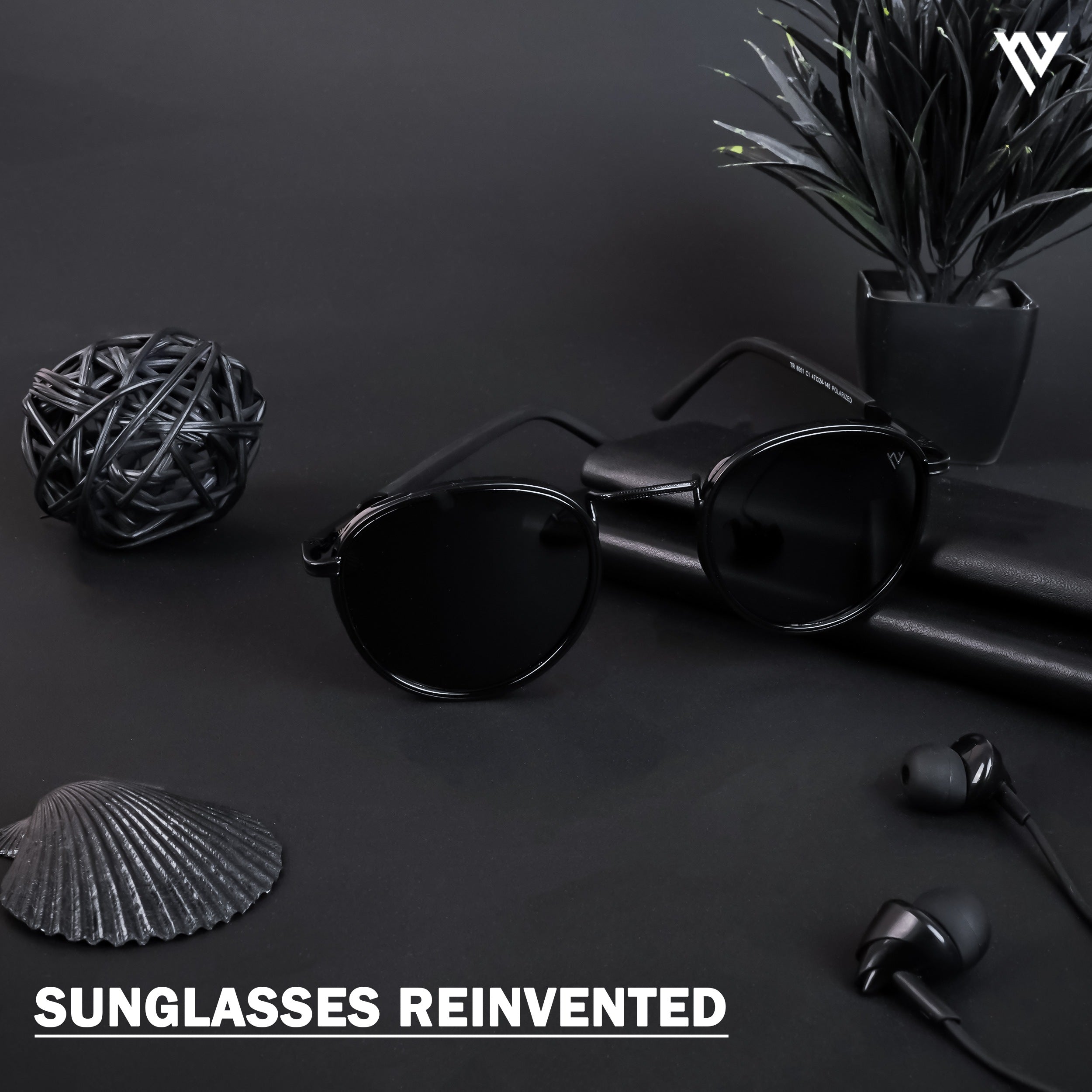 Voyage Exclusive Black Polarized Round Sunglasses for Men & Women - PMG4443