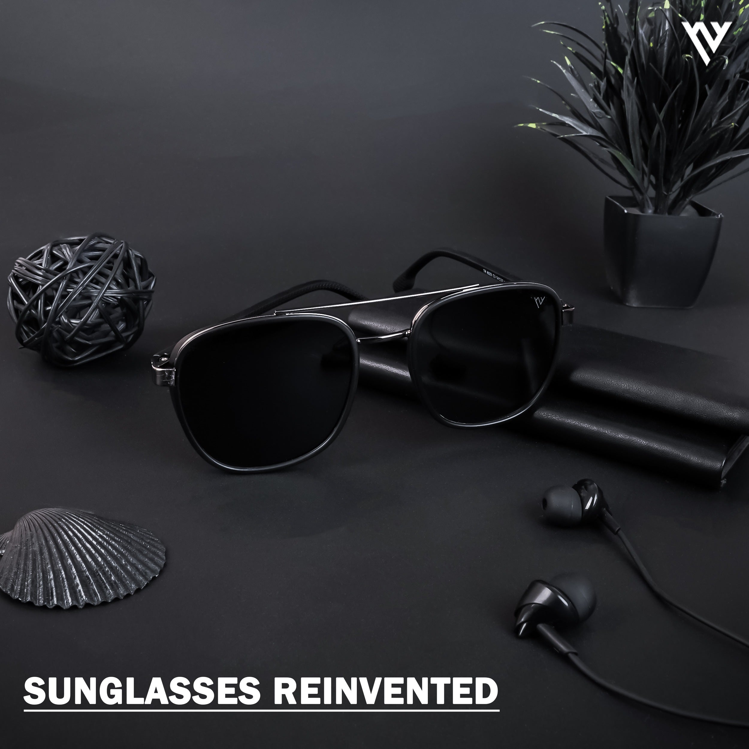 Voyage Exclusive Grey & Matt Black Polarized Wayfarer Sunglasses for Men & Women (TR8023PMG4440)